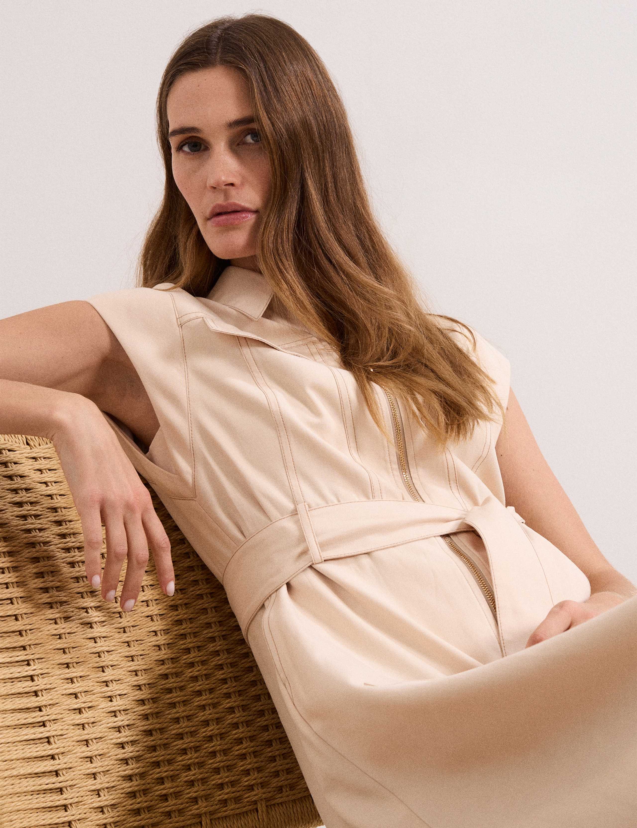 Lyocell Rich Belted Midi Shirt Dress 5 of 7