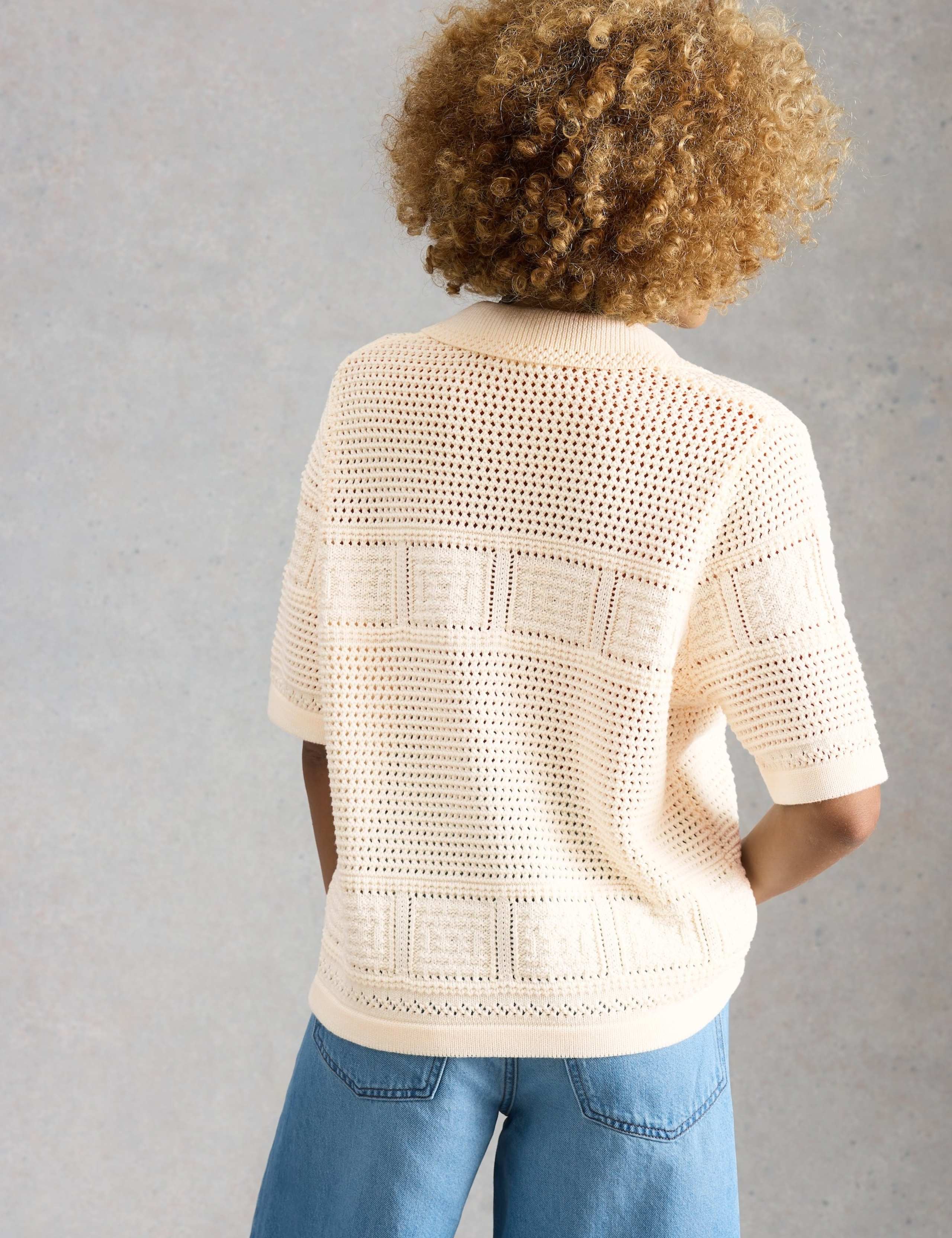 Pure Cotton Textured Collared Cardigan 3 of 6