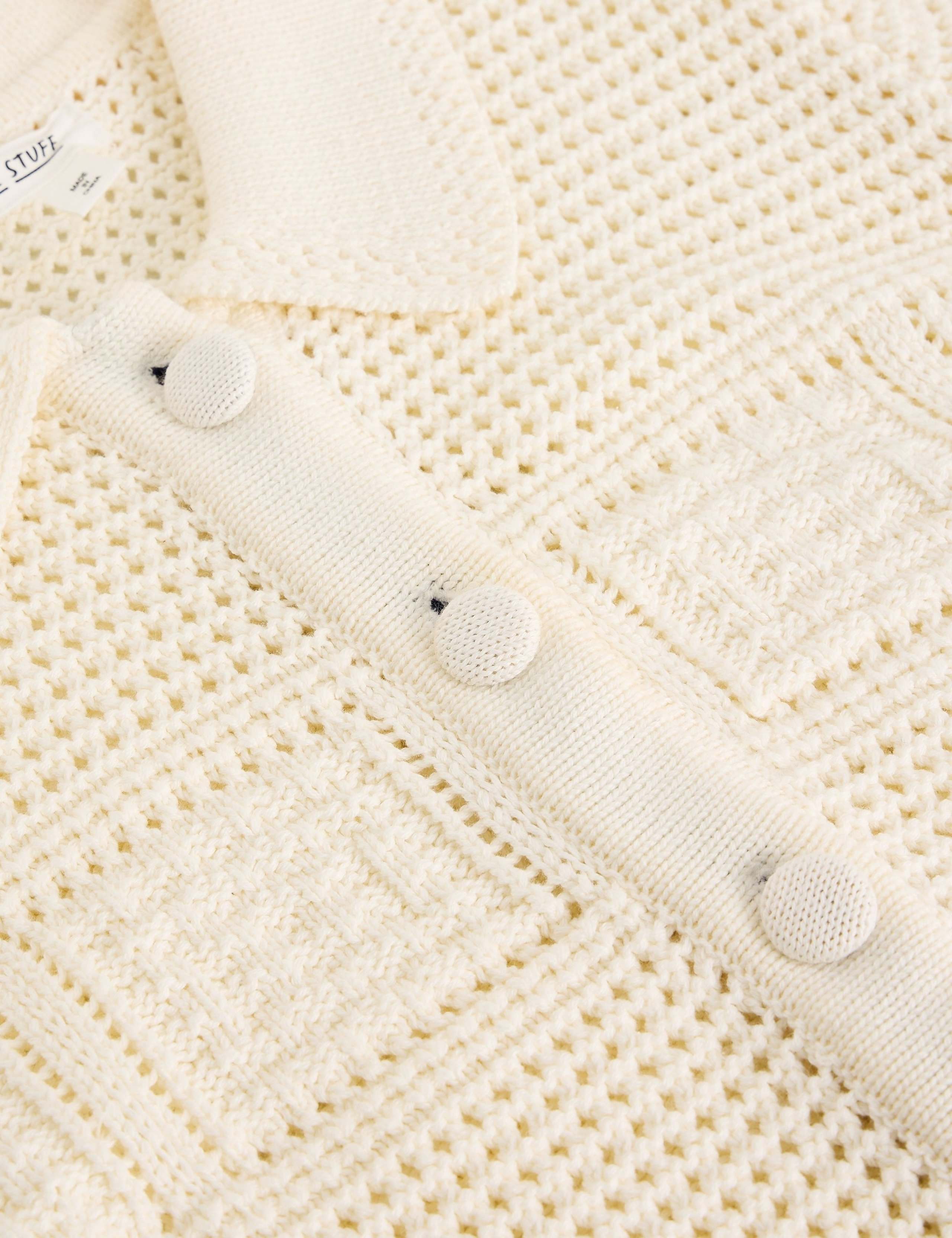 Pure Cotton Textured Collared Cardigan 6 of 6