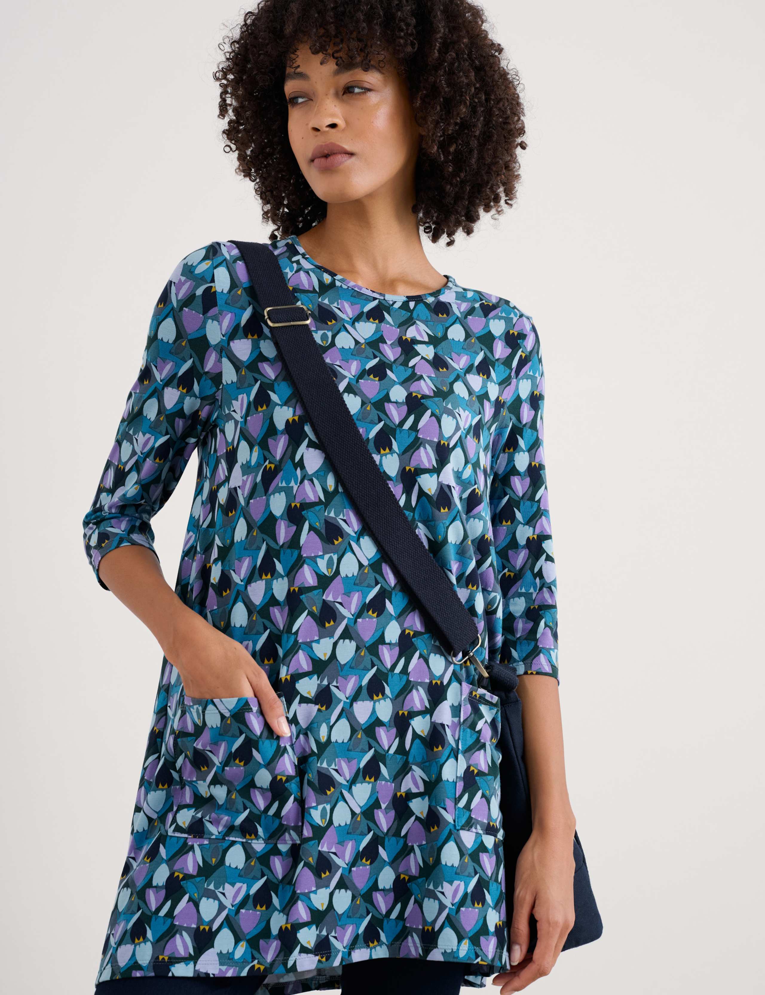 Cotton Blend Floral Scoop Neck Tunic 3 of 4