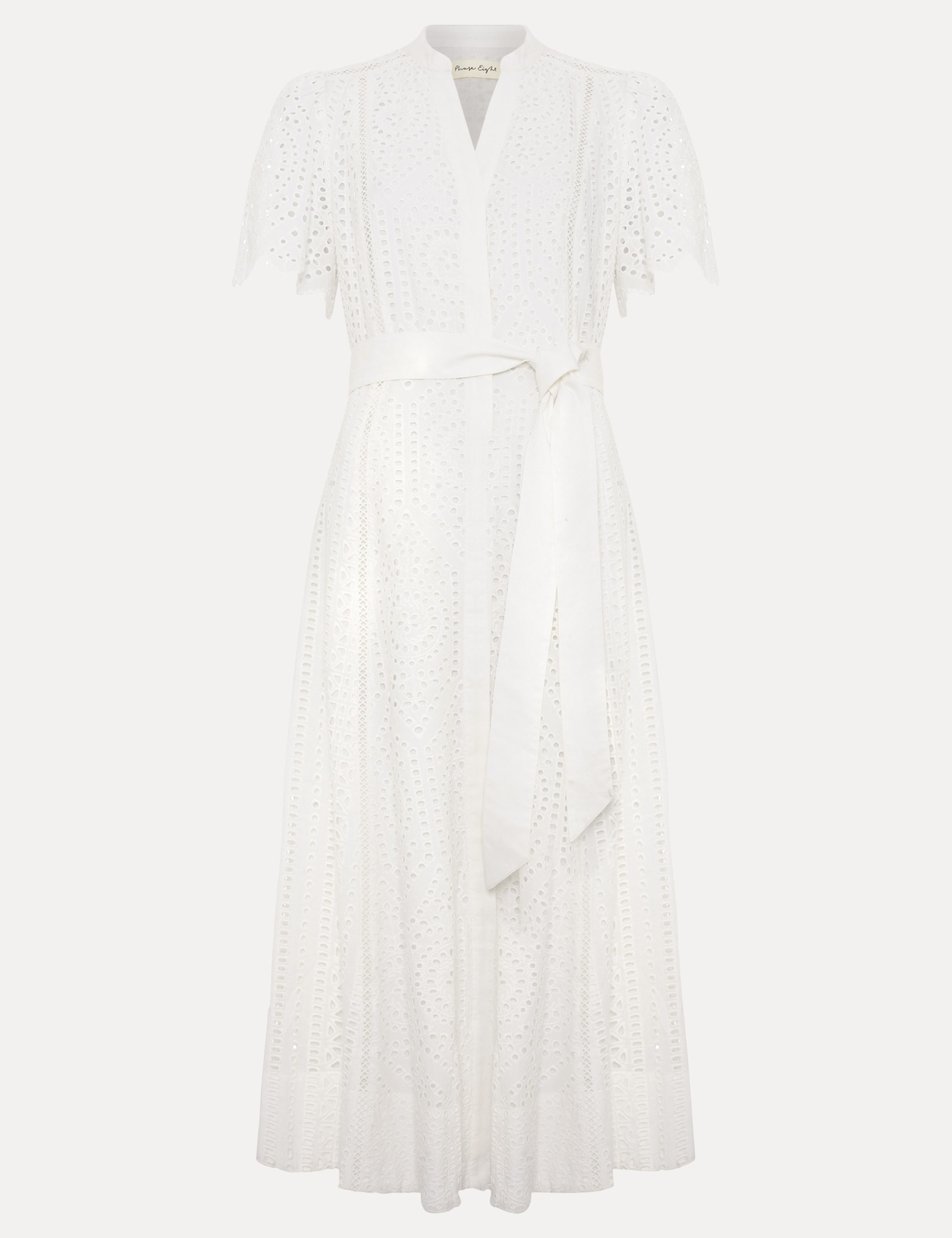 Pure Cotton Broderie V-Neck Midi Skater Dress 2 of 6