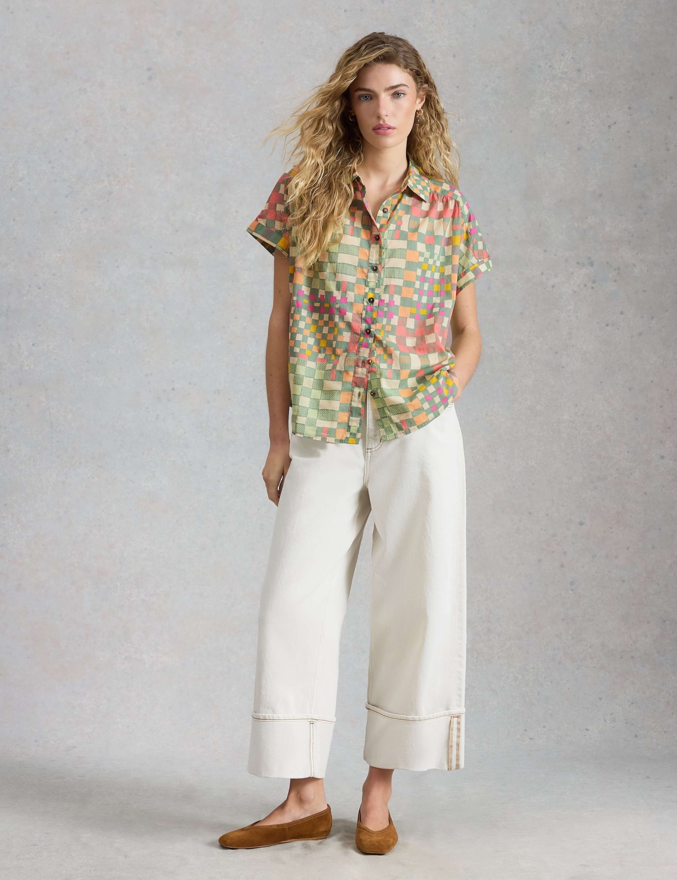 Pure Cotton Colour Block Button Through Shirt 4 of 6