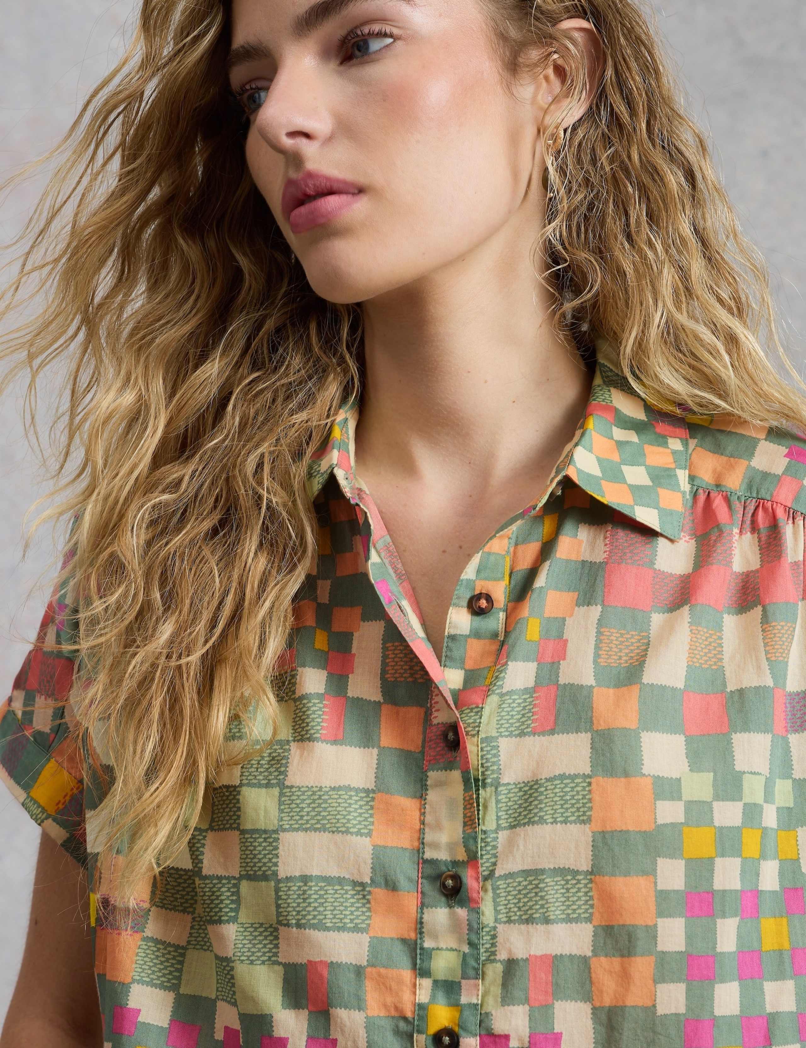 Pure Cotton Colour Block Button Through Shirt 5 of 6