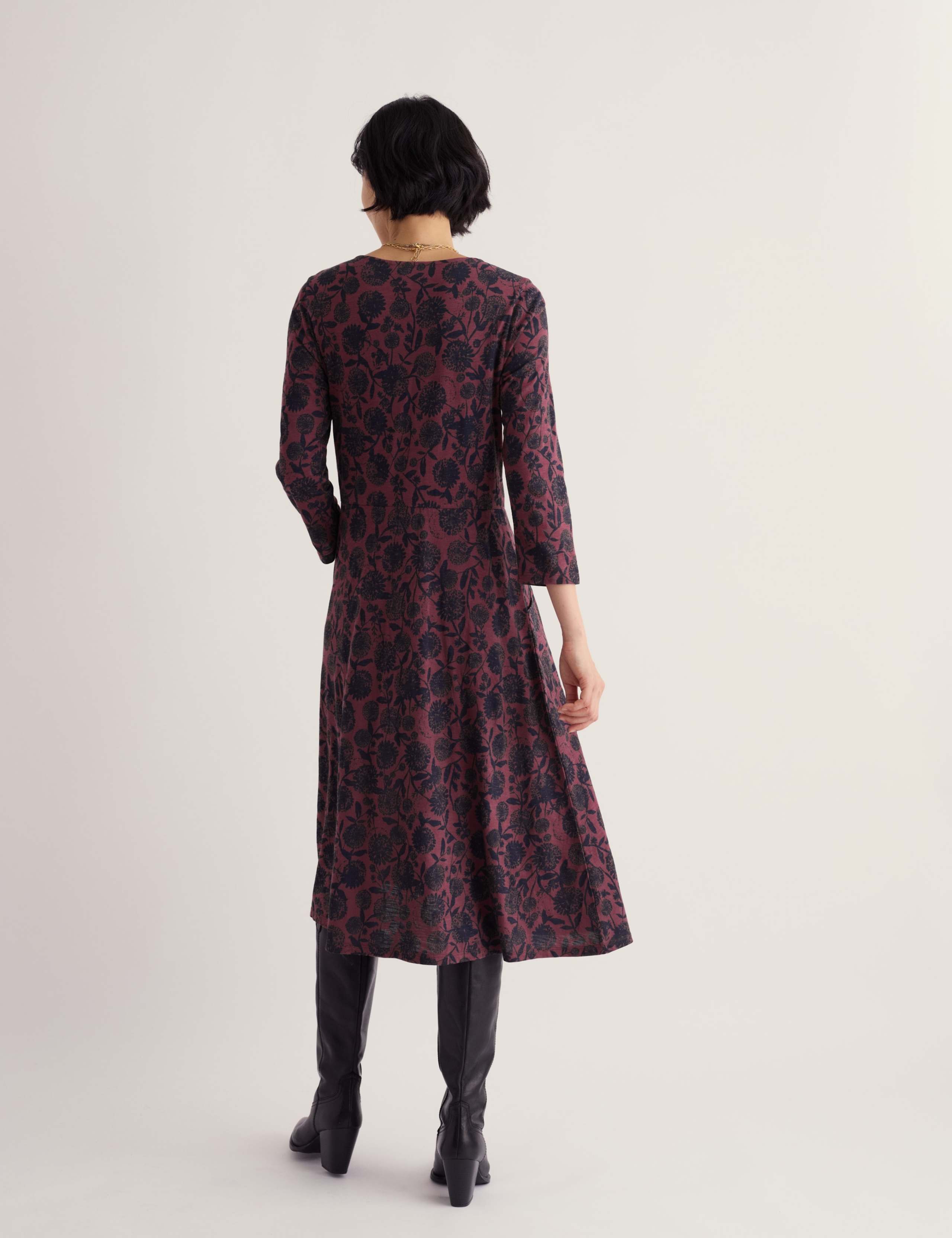 Cotton Rich Floral Midi Waisted Dress 5 of 5