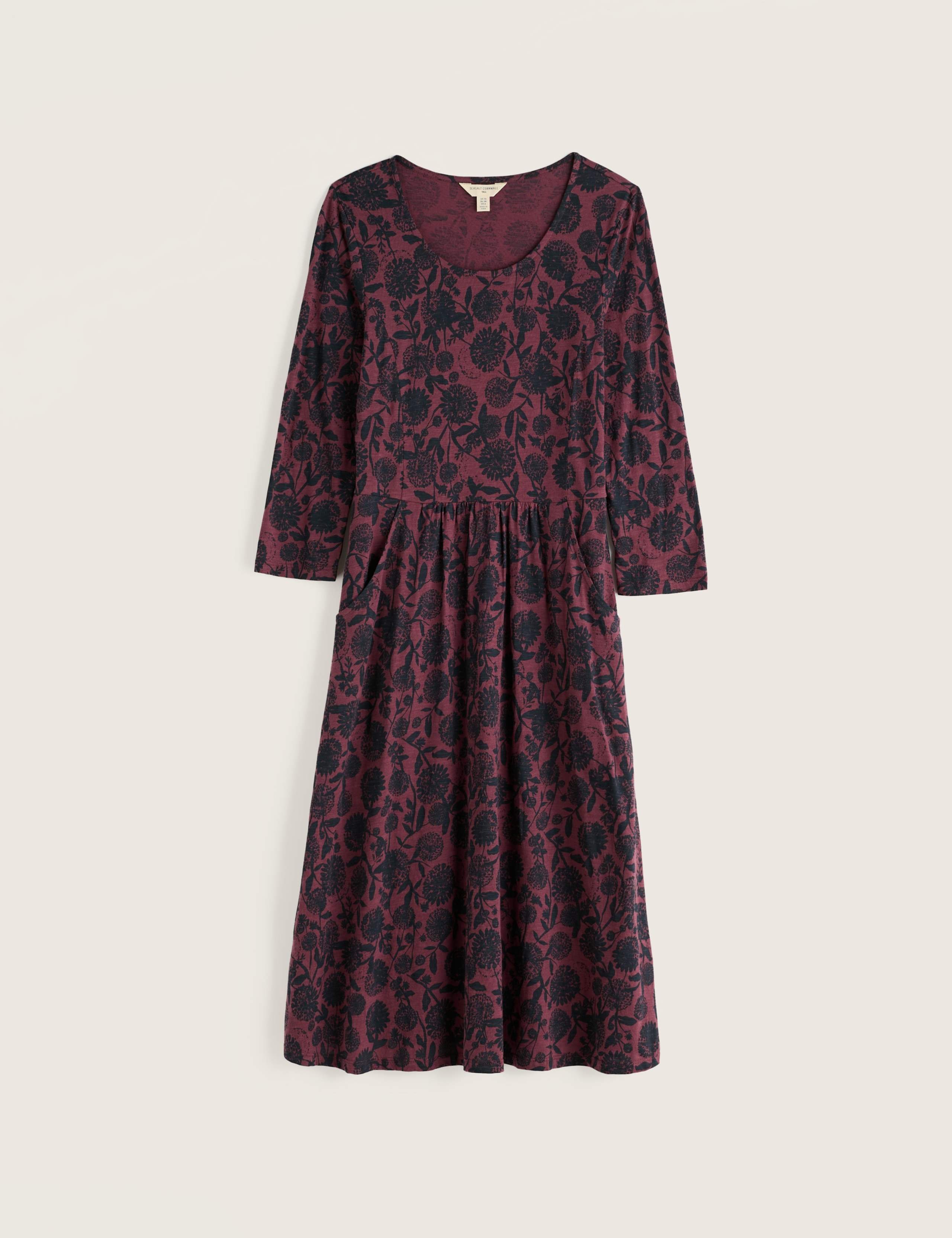 Cotton Rich Floral Midi Waisted Dress 2 of 5