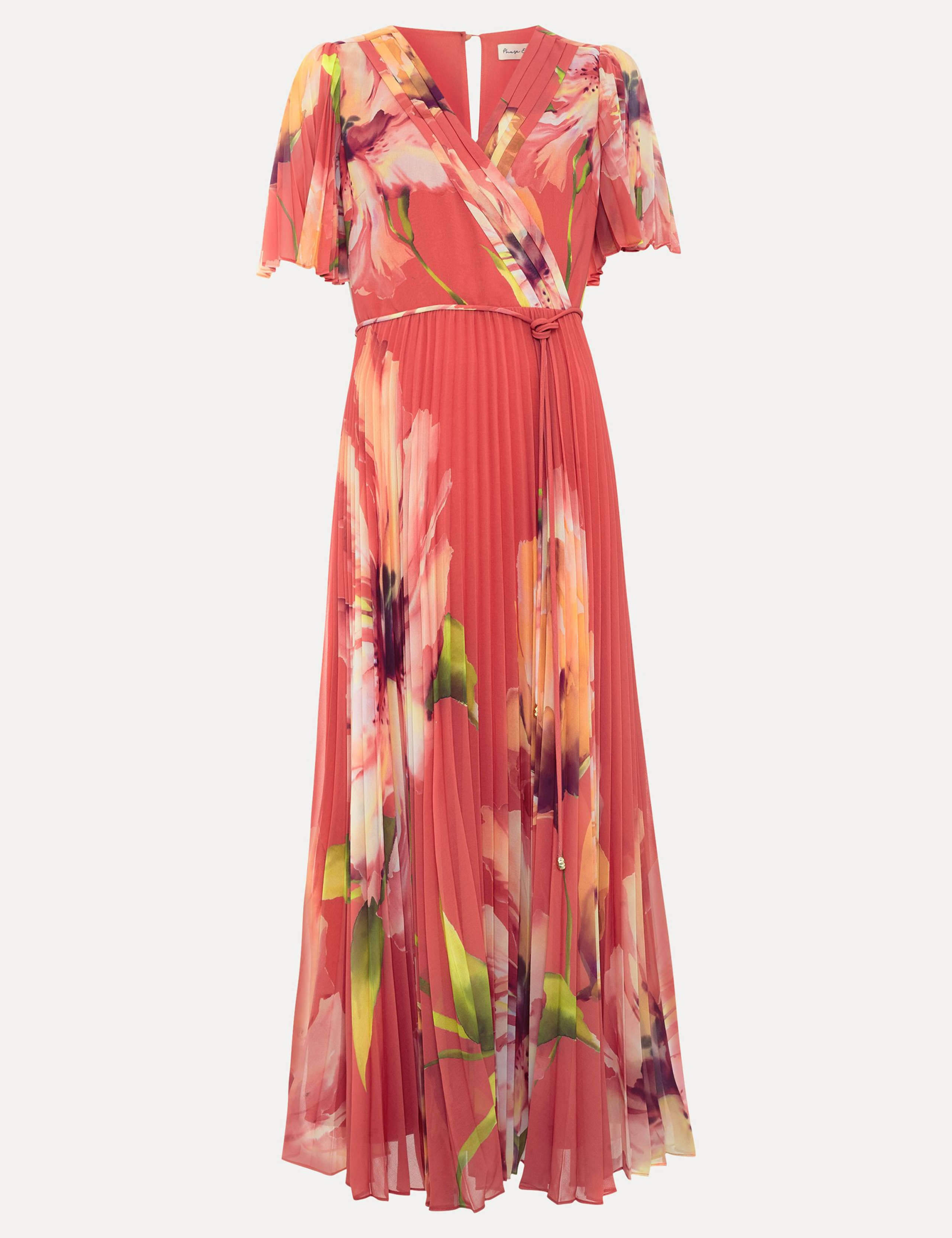 Floral V-Neck Angel Sleeve Maxi Skater Dress 2 of 7