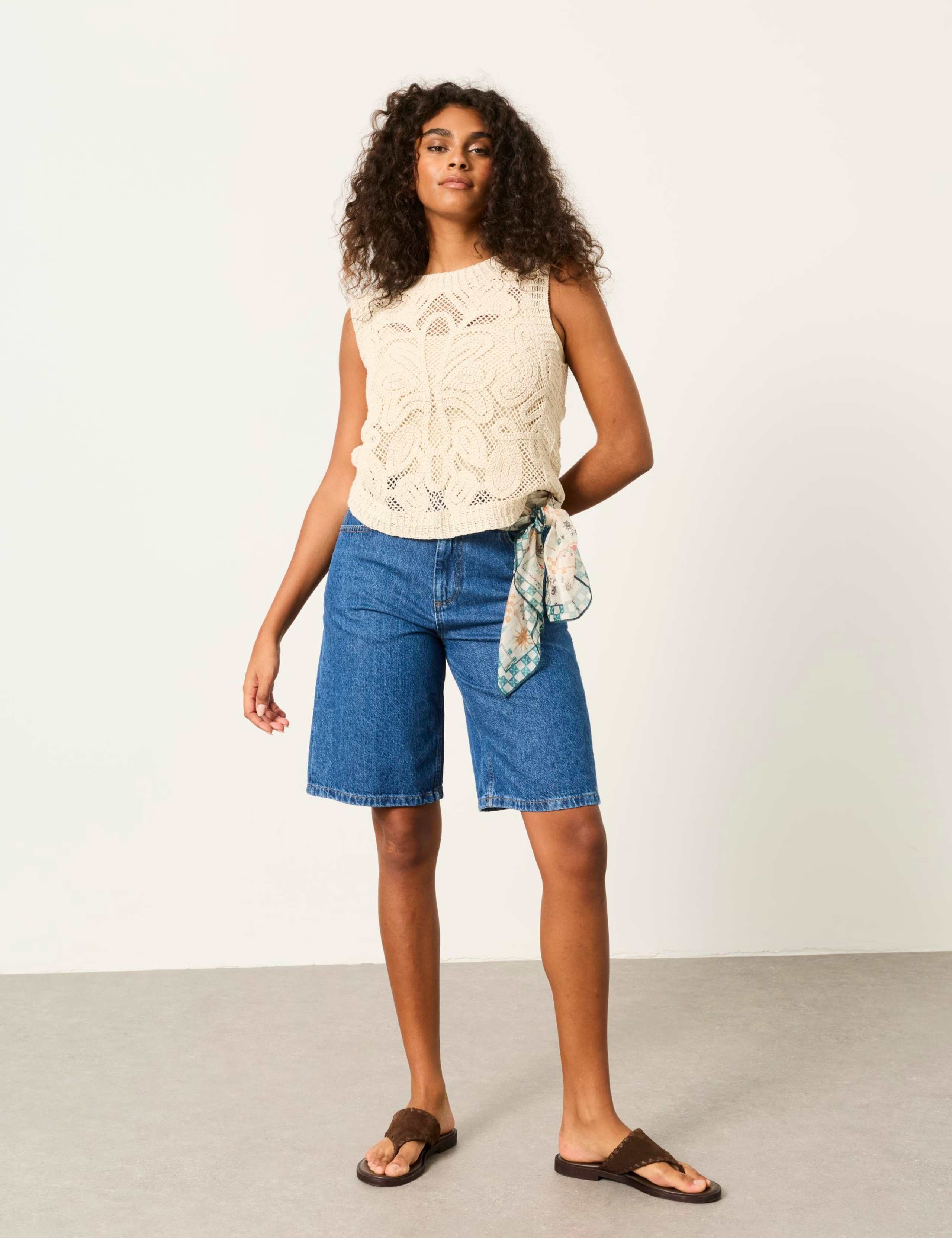 Pure Cotton Palm Crew Neck Knitted Top 4 of 6