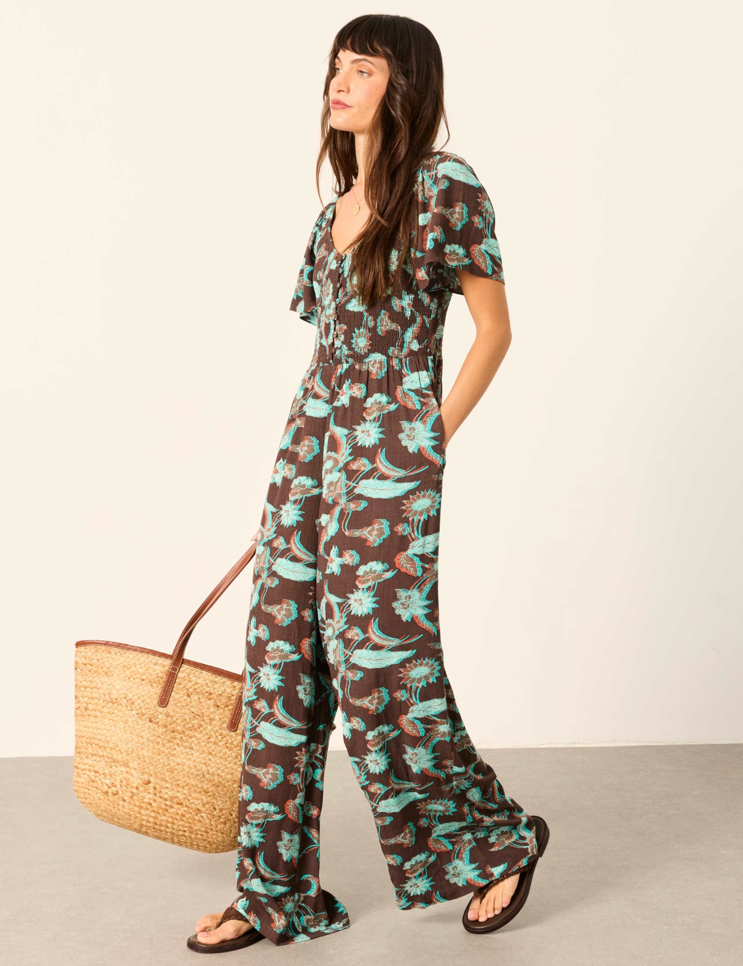Floral Button Front Jumpsuit 5 of 7