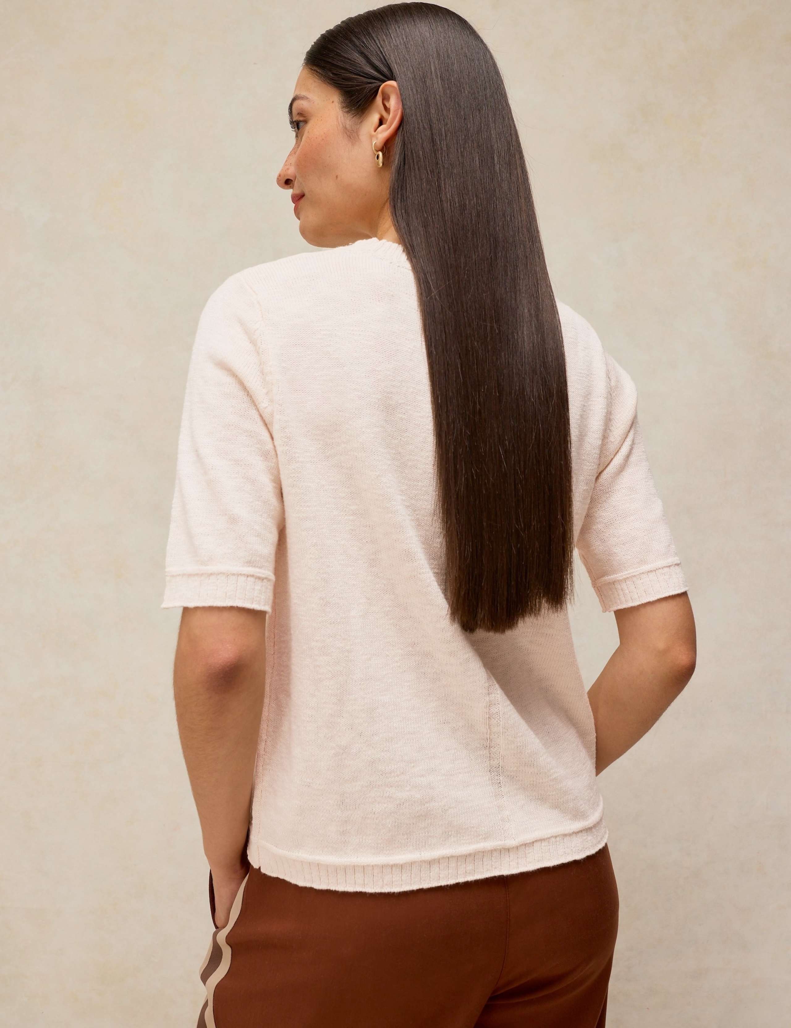 Cotton Rich Crew Neck Knitted T-Shirt 4 of 6