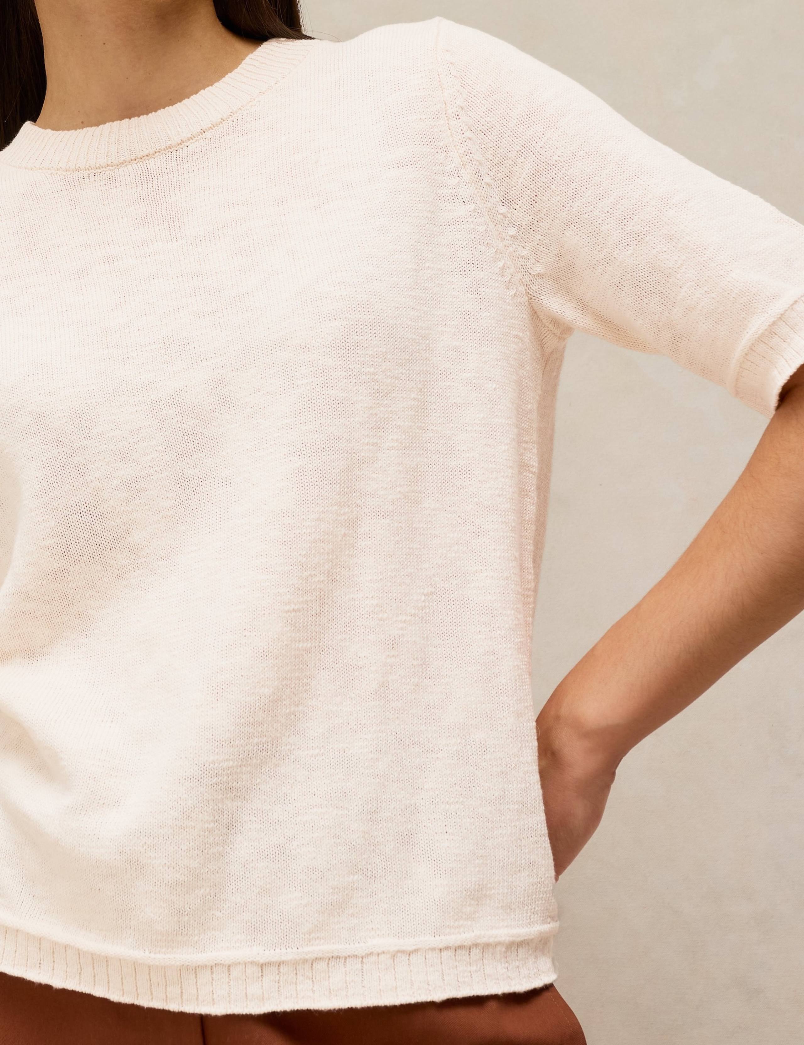 Cotton Rich Crew Neck Knitted T-Shirt 5 of 6