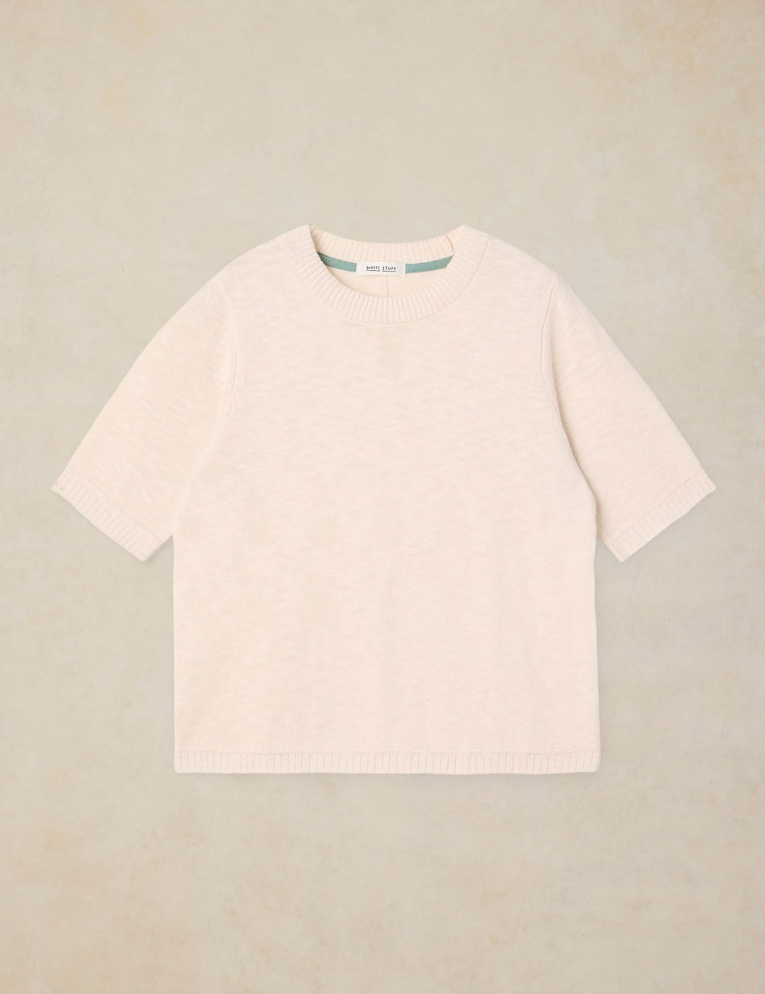 Cotton Rich Crew Neck Knitted T-Shirt 2 of 6
