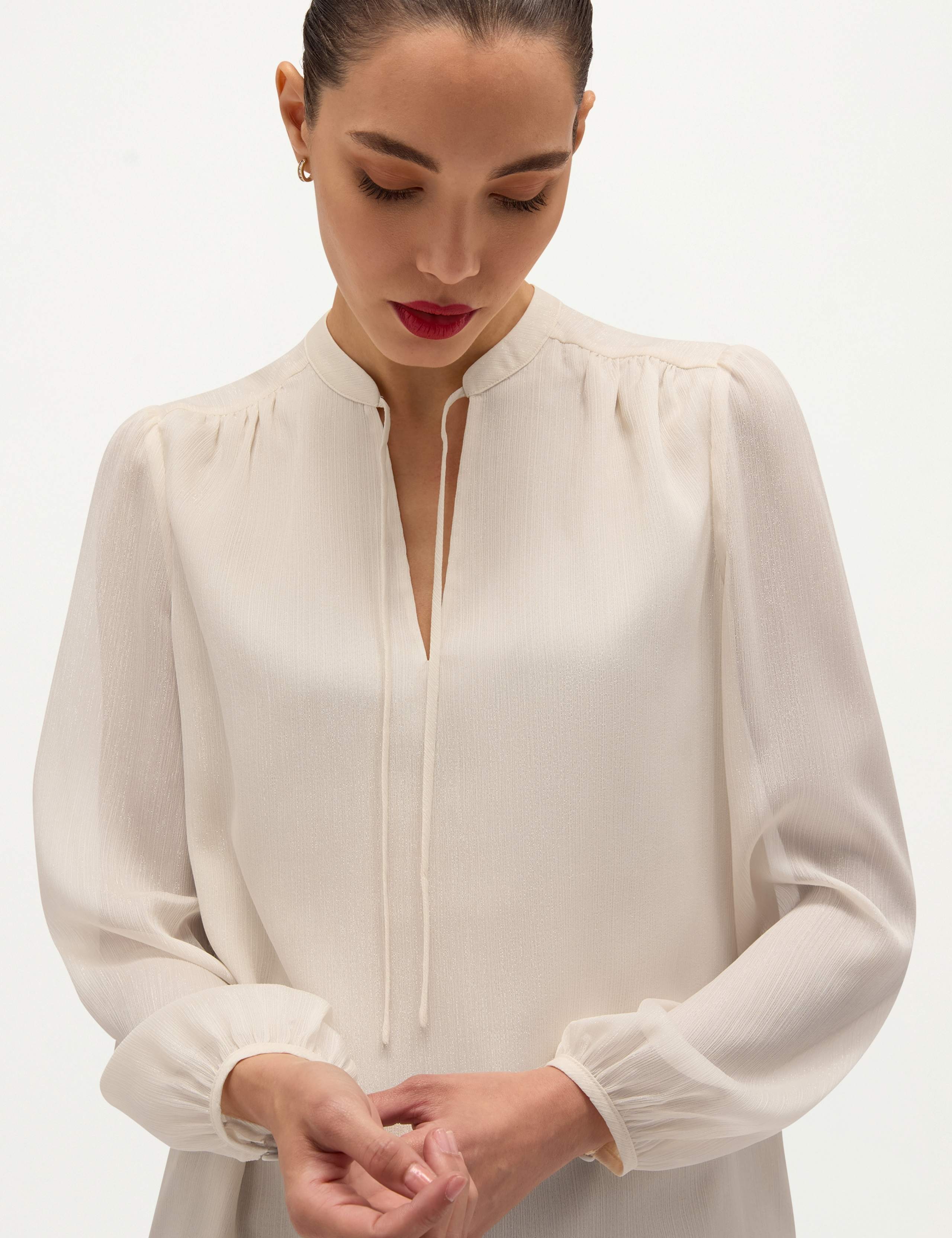 Collared Button Detail Long Sleeve Blouse 3 of 7