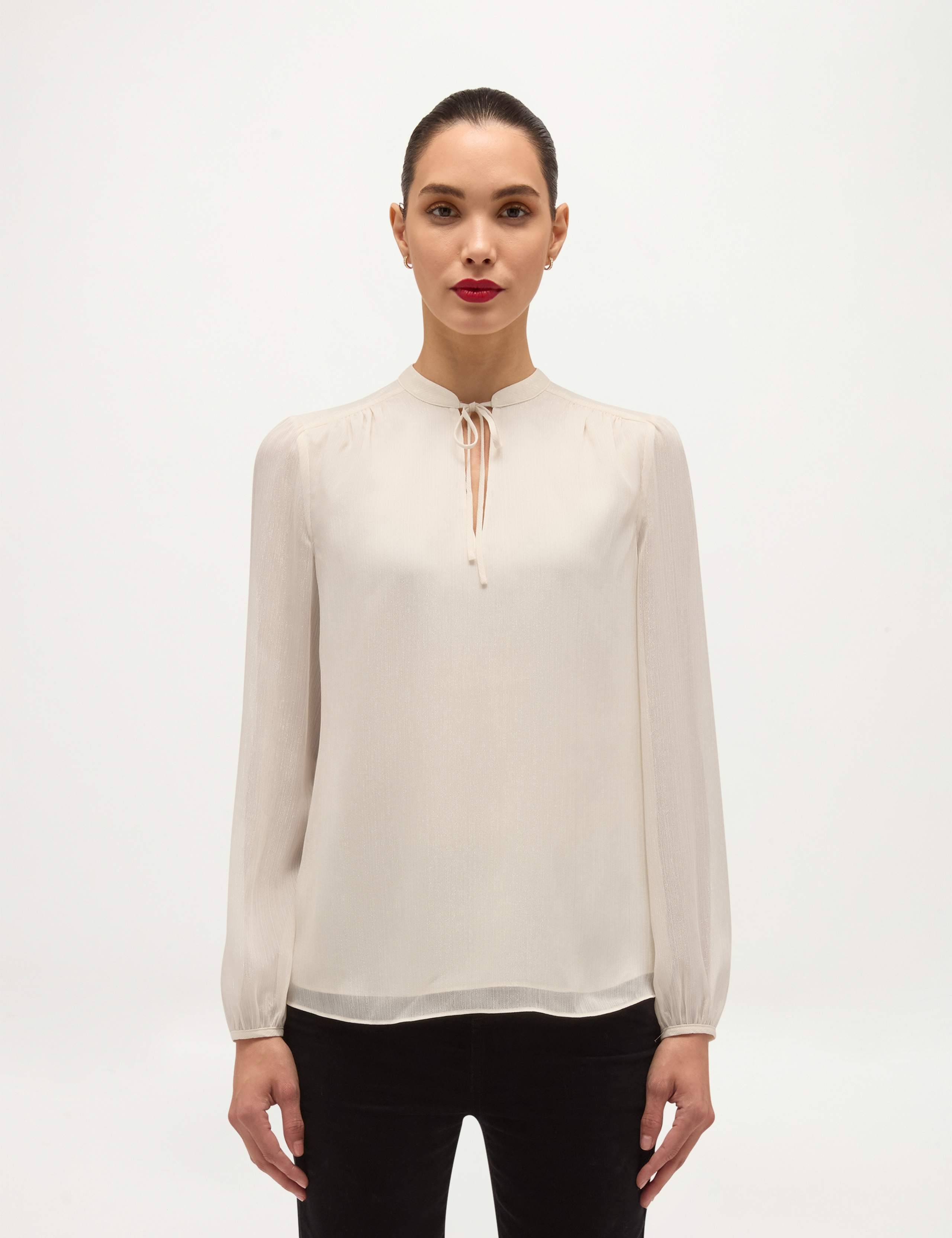 Collared Button Detail Long Sleeve Blouse 7 of 7