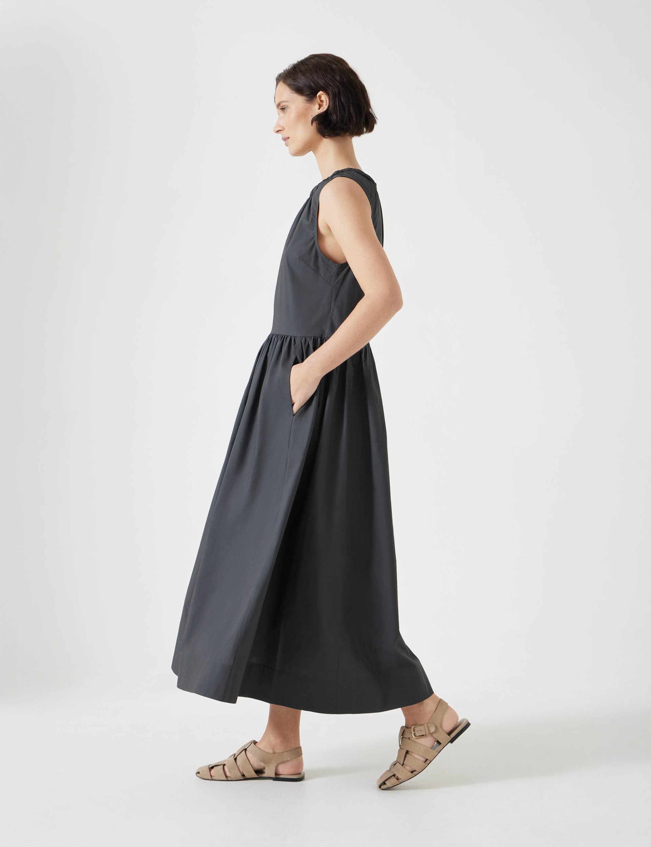 Pure Cotton Round Neck Maxi Waisted Dress 4 of 4