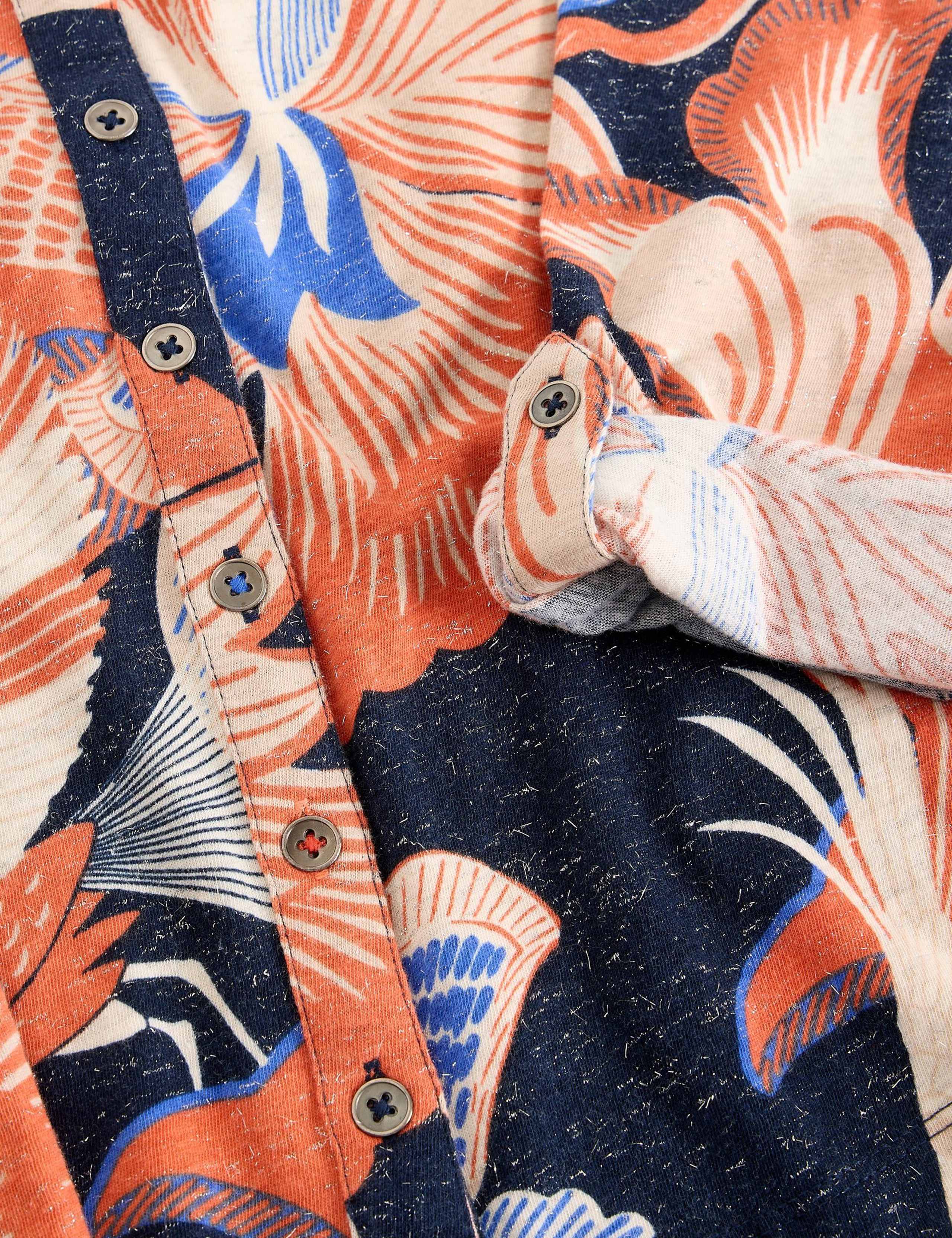 Cotton Rich Printed Sparkly V-Neck Shirt 5 of 6