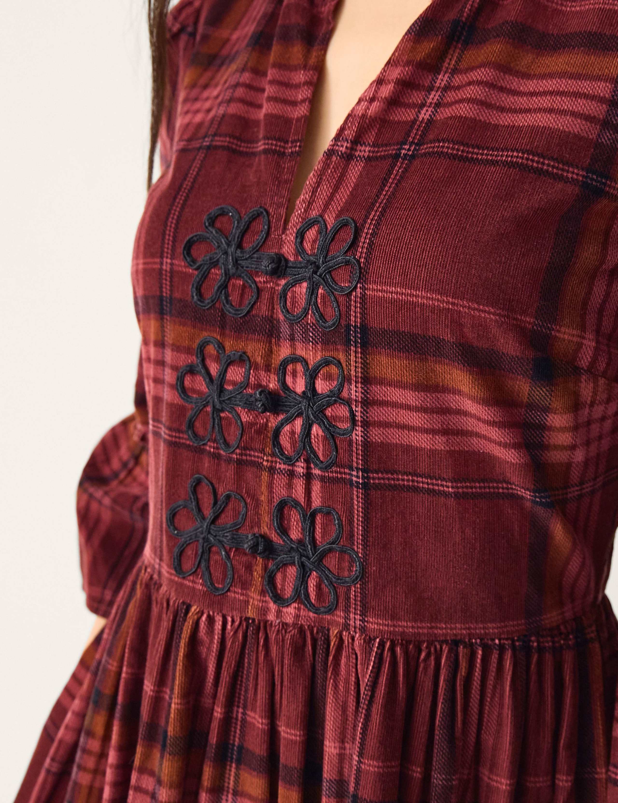 Pure Cotton Checked Midi Waisted Dress 4 of 5