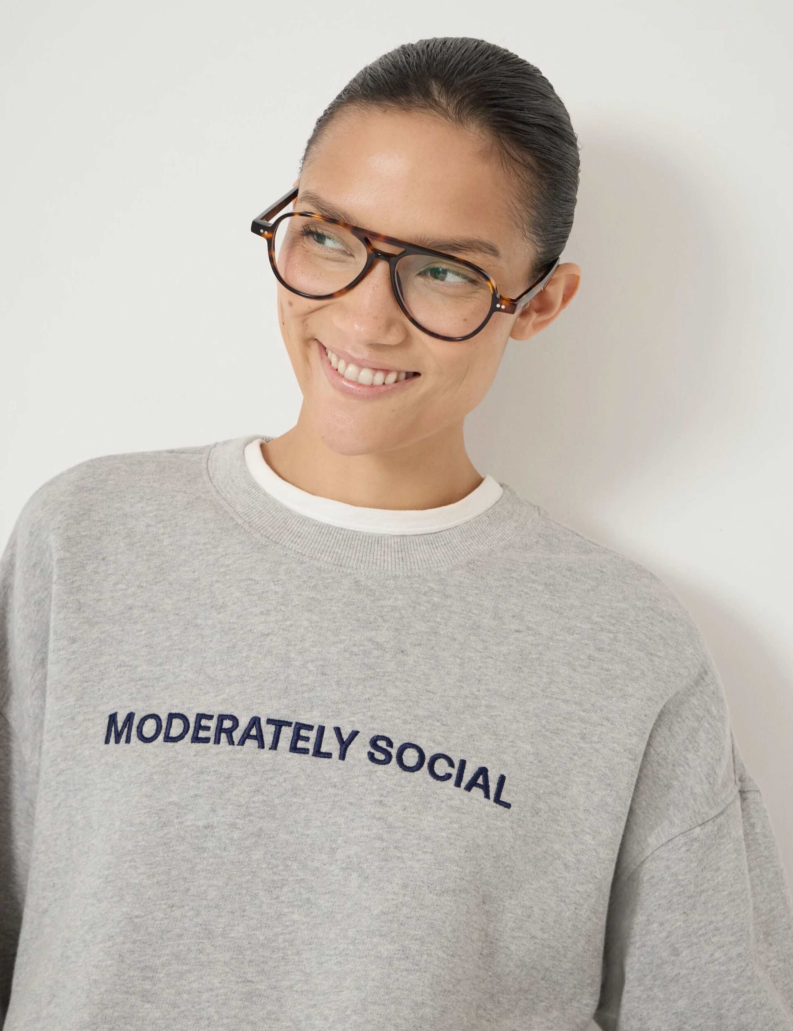 Pure Cotton Embroidered Slogan Sweatshirt 4 of 4