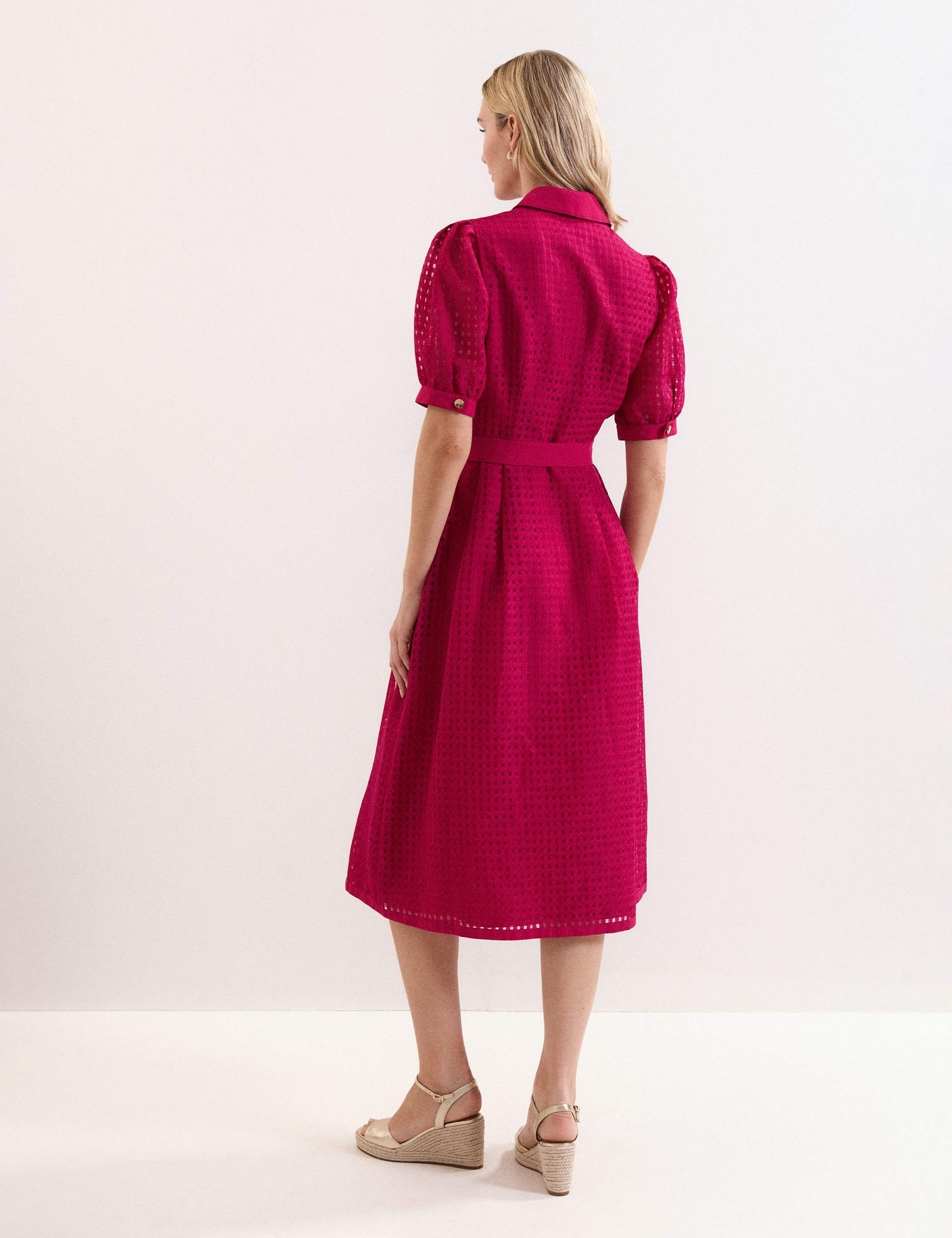 Textured Check Zip Up Midi Shirt Dress 3 of 7