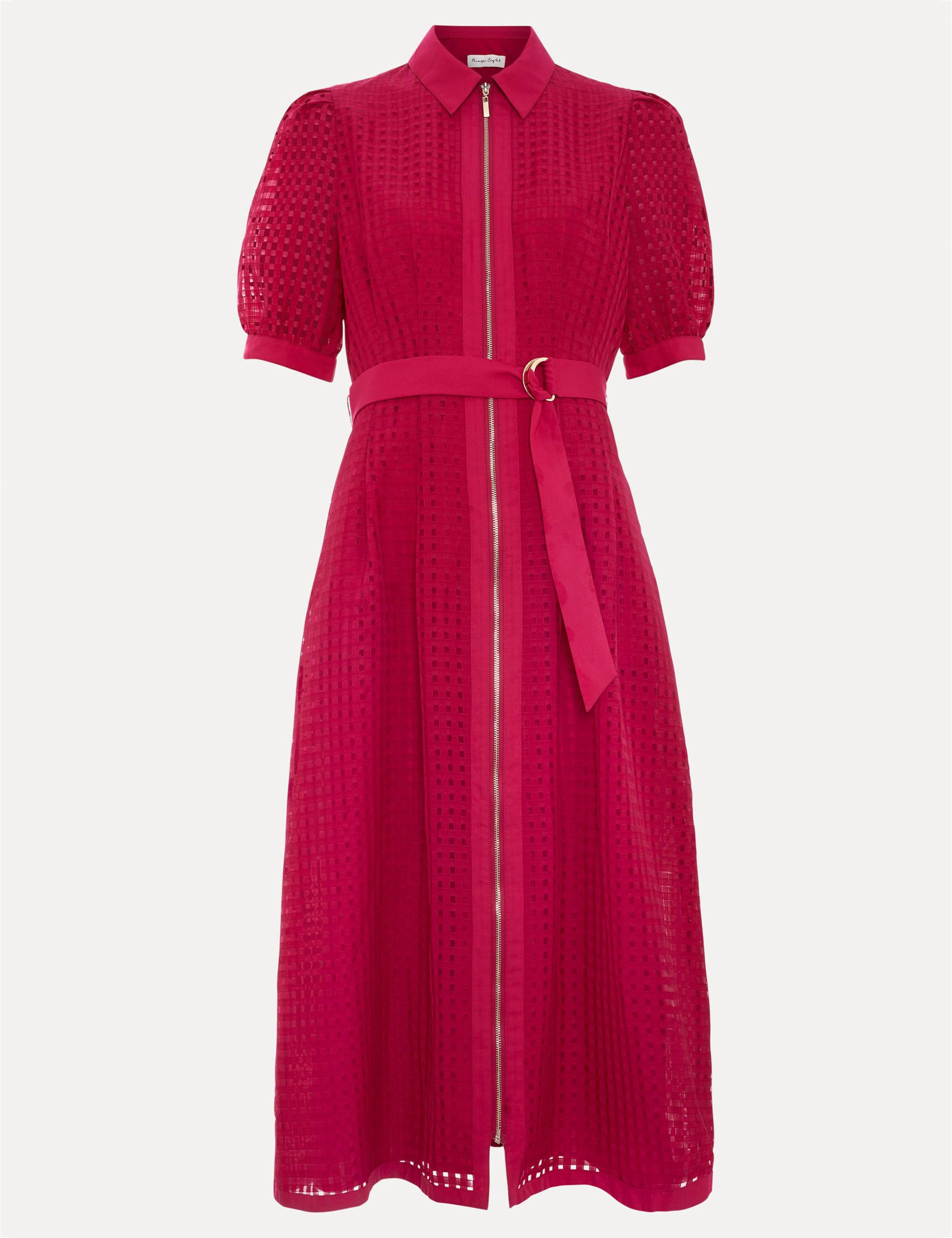 Textured Check Zip Up Midi Shirt Dress 2 of 7