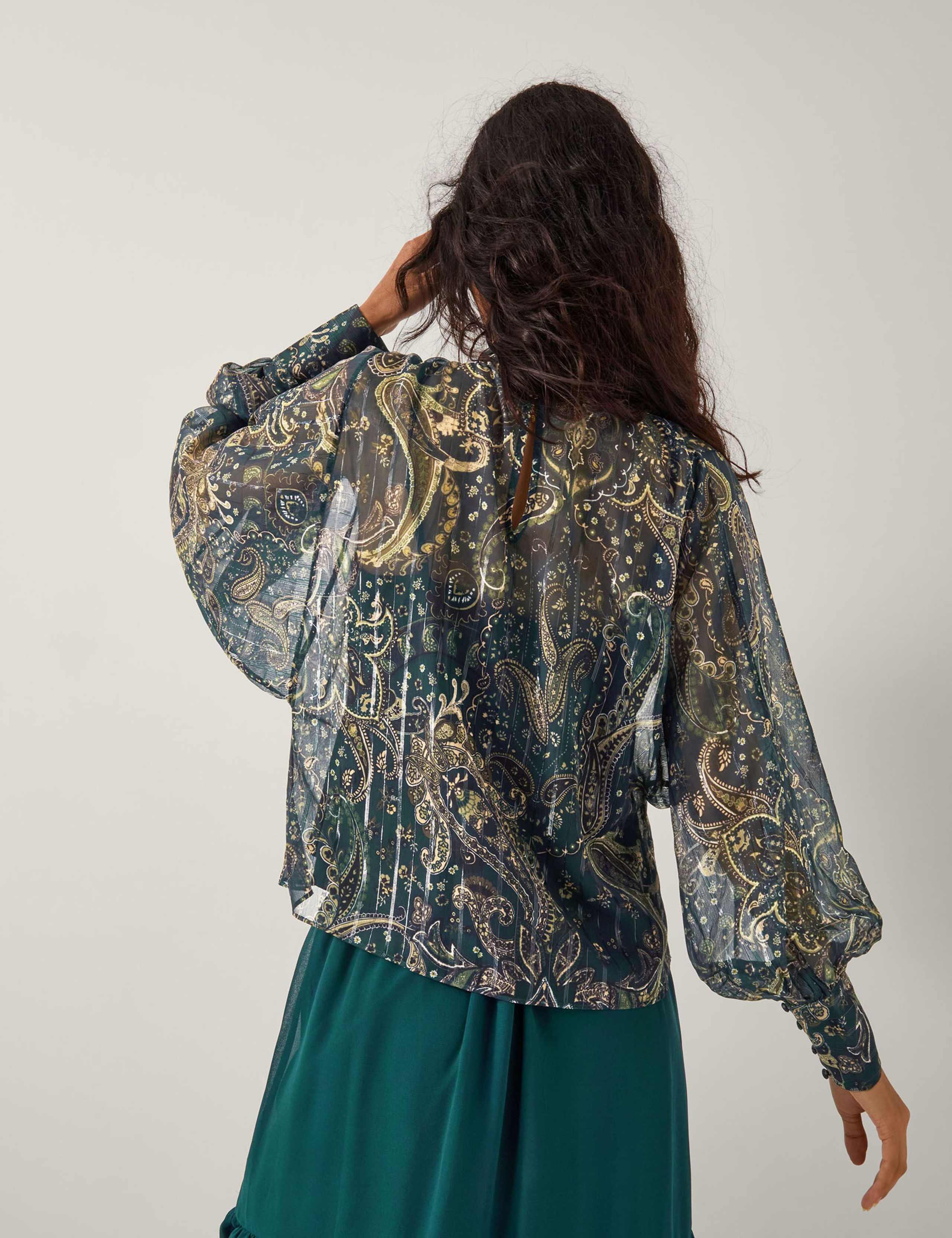 Printed Tie Neck Blouse 5 of 5