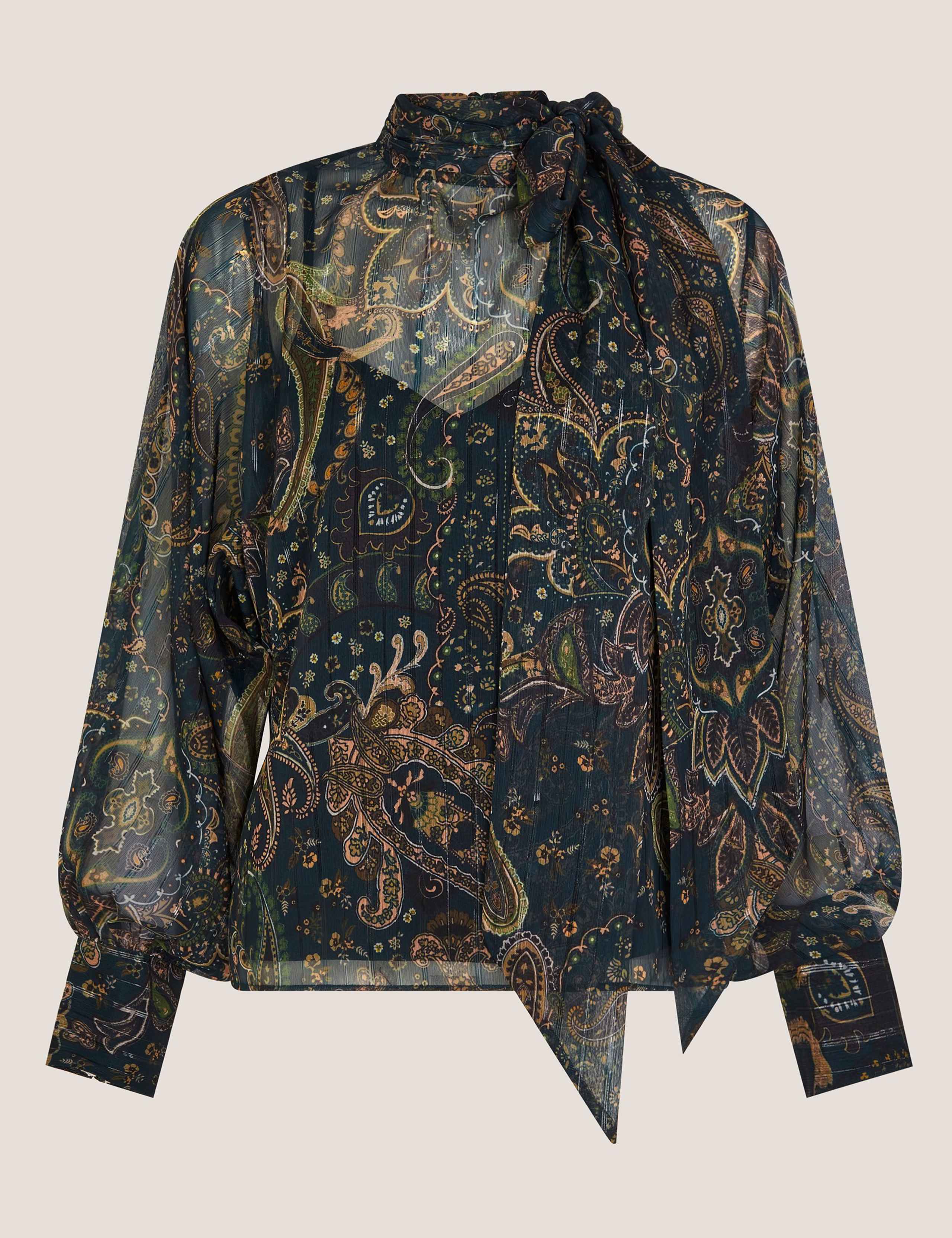 Printed Tie Neck Blouse 2 of 5