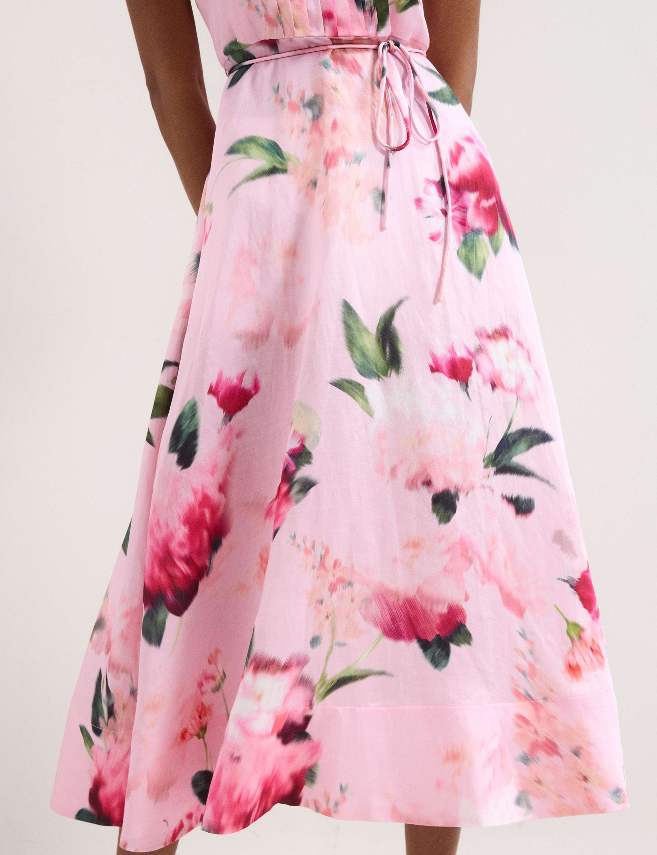 Linen Blend Floral Halter Neck Midi Dress 5 of 6