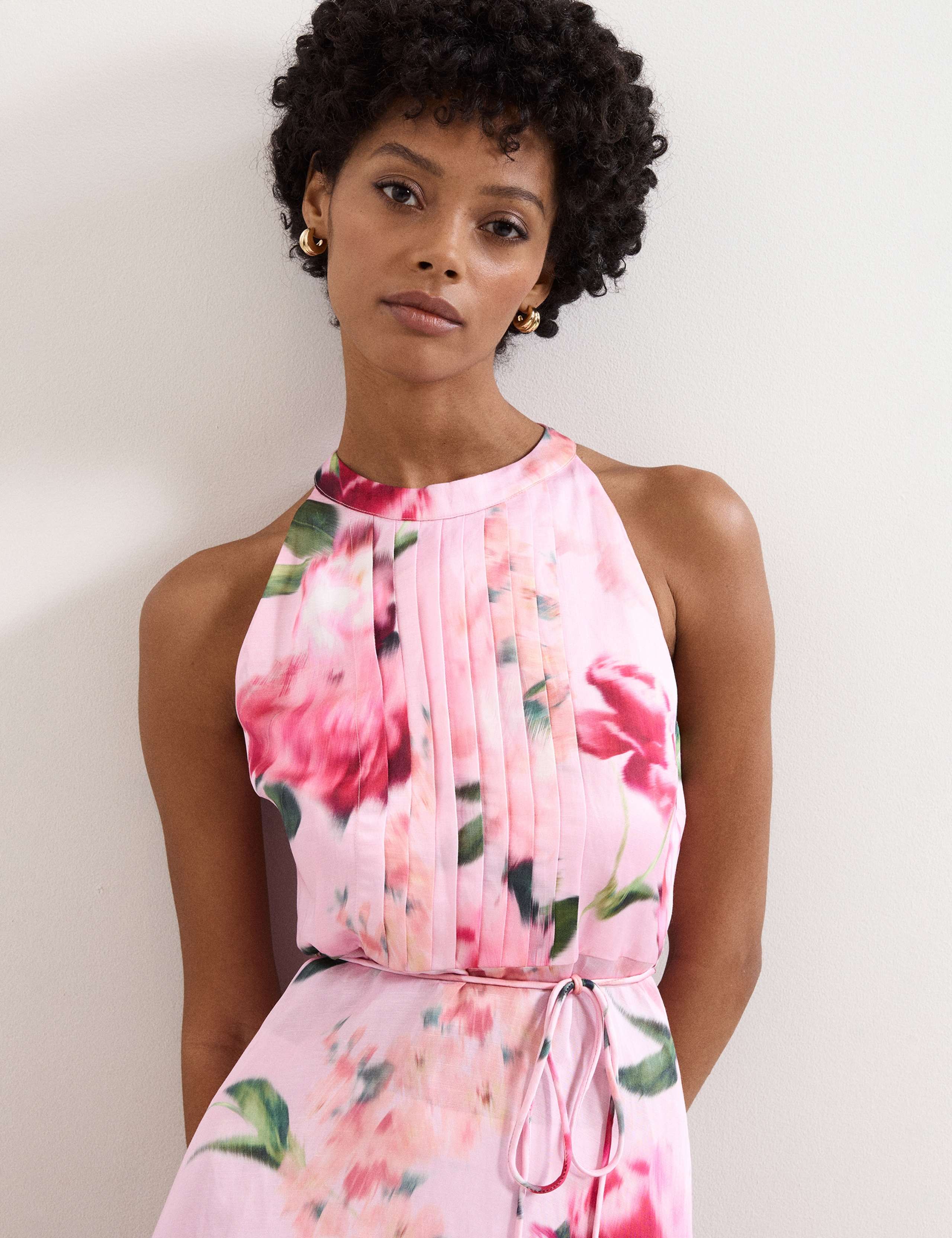 Linen Blend Floral Halter Neck Midi Dress 6 of 6