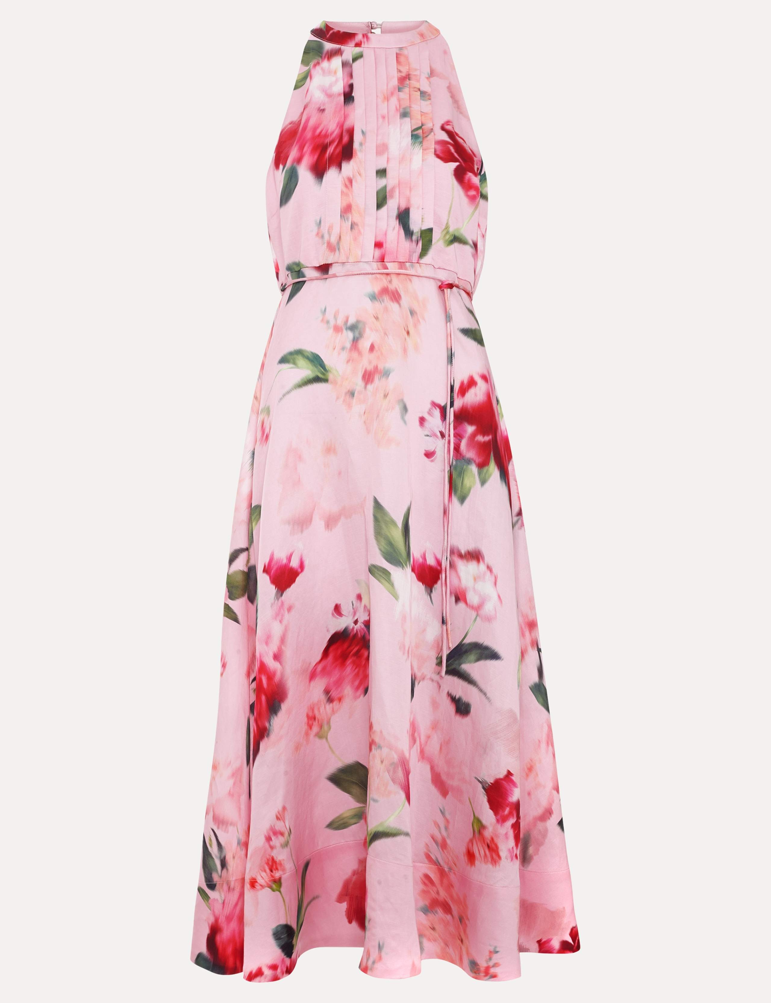 Linen Blend Floral Halter Neck Midi Dress 2 of 6