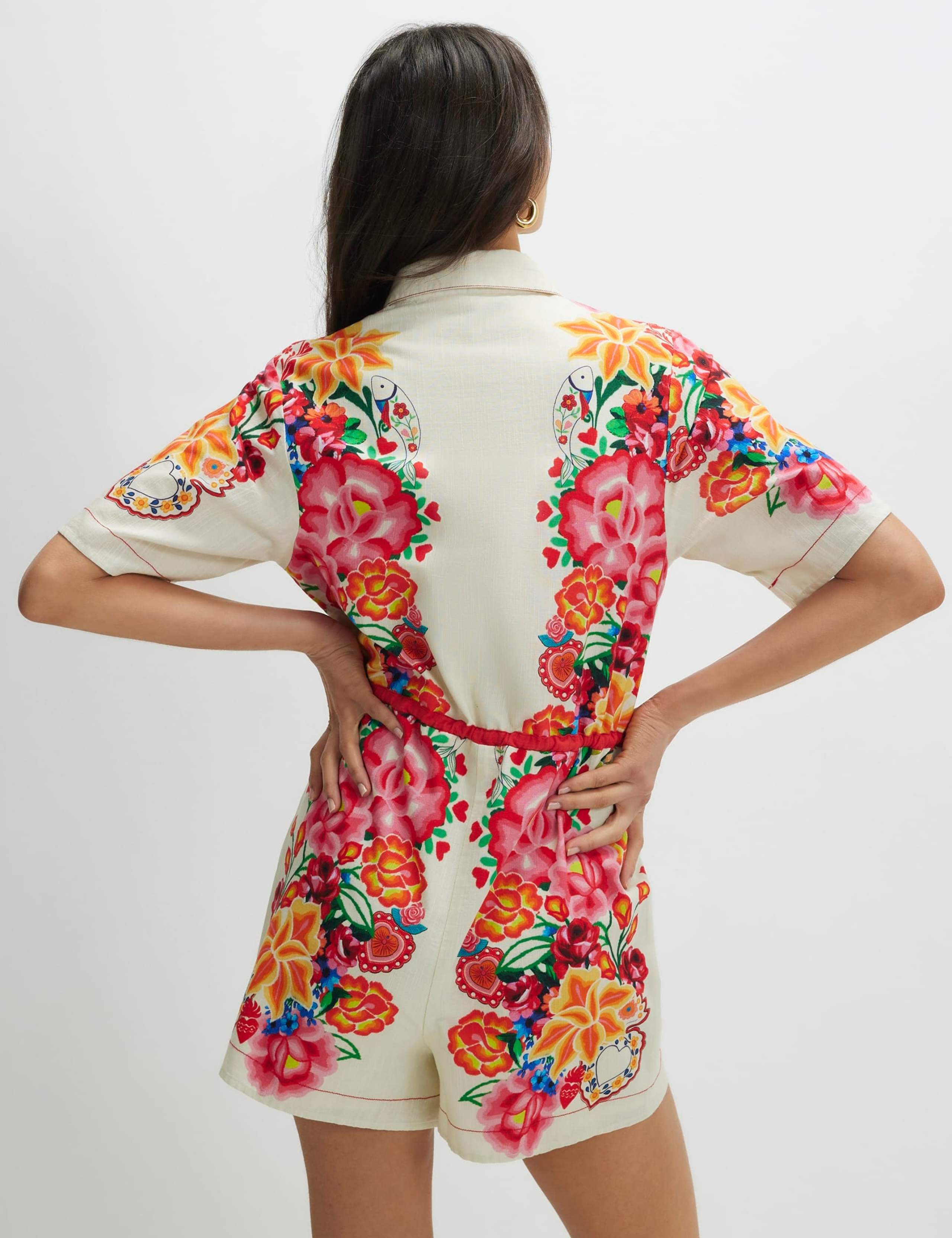 Pure Cotton Floral Short Sleeve Playsuit 3 of 3