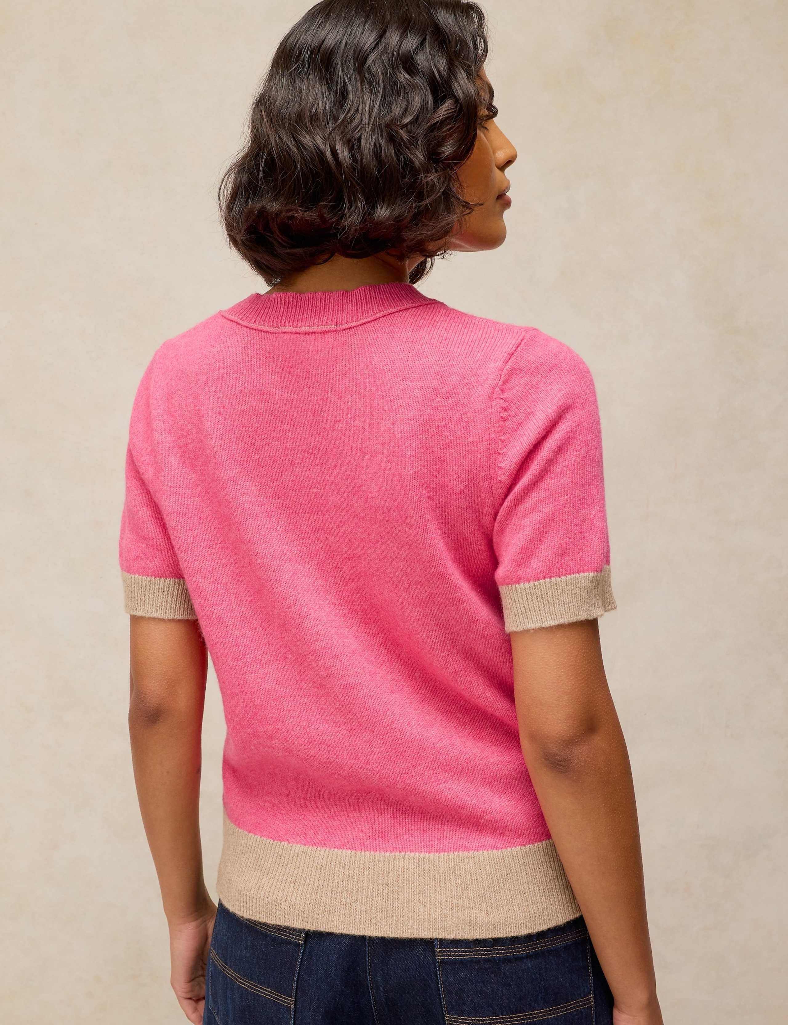 Wool Blend Colour Block Knitted T-Shirt 4 of 6