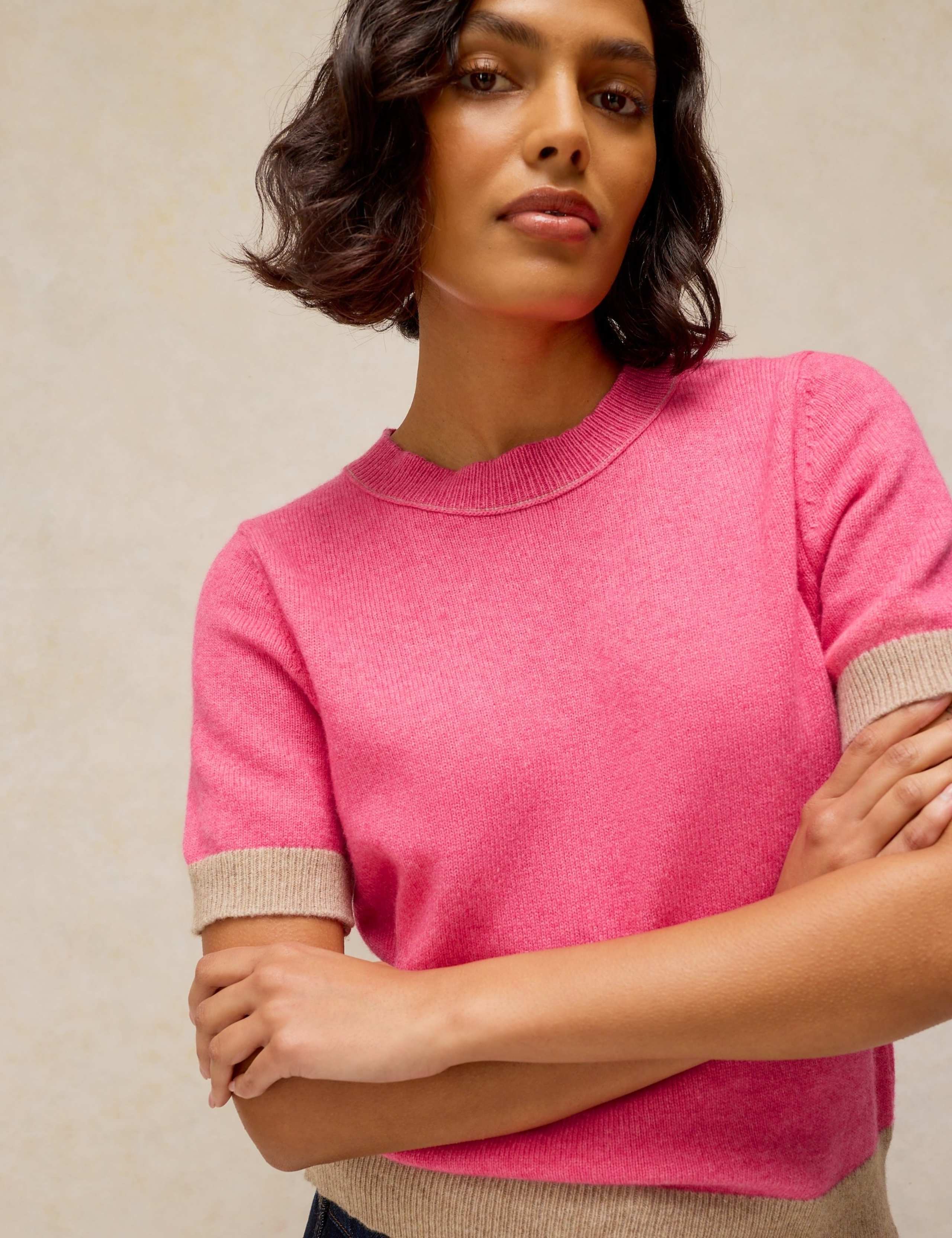 Wool Blend Colour Block Knitted T-Shirt 5 of 6