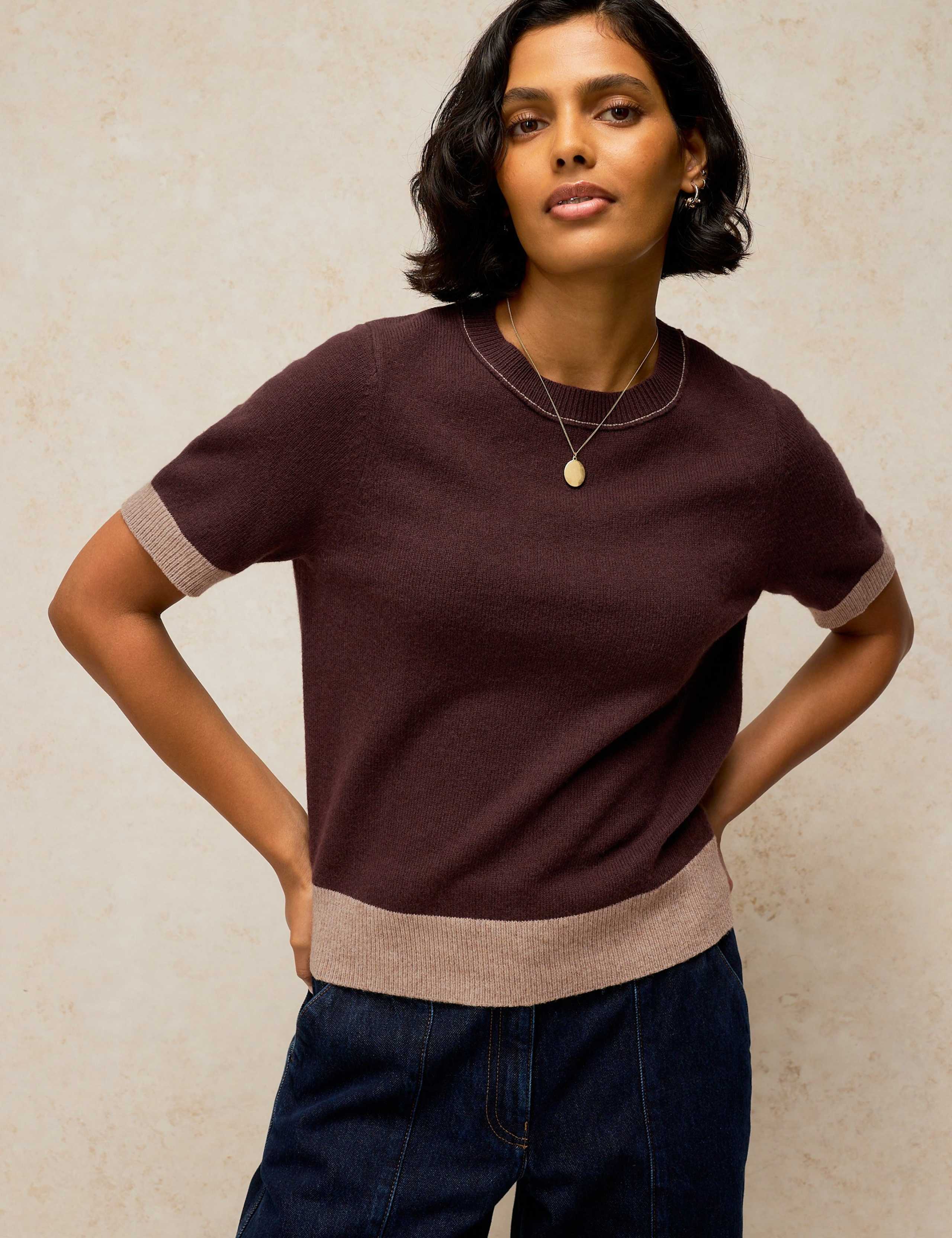 Sansa Wool Blend Colour Block Knitted T-Shirt 1 of 6