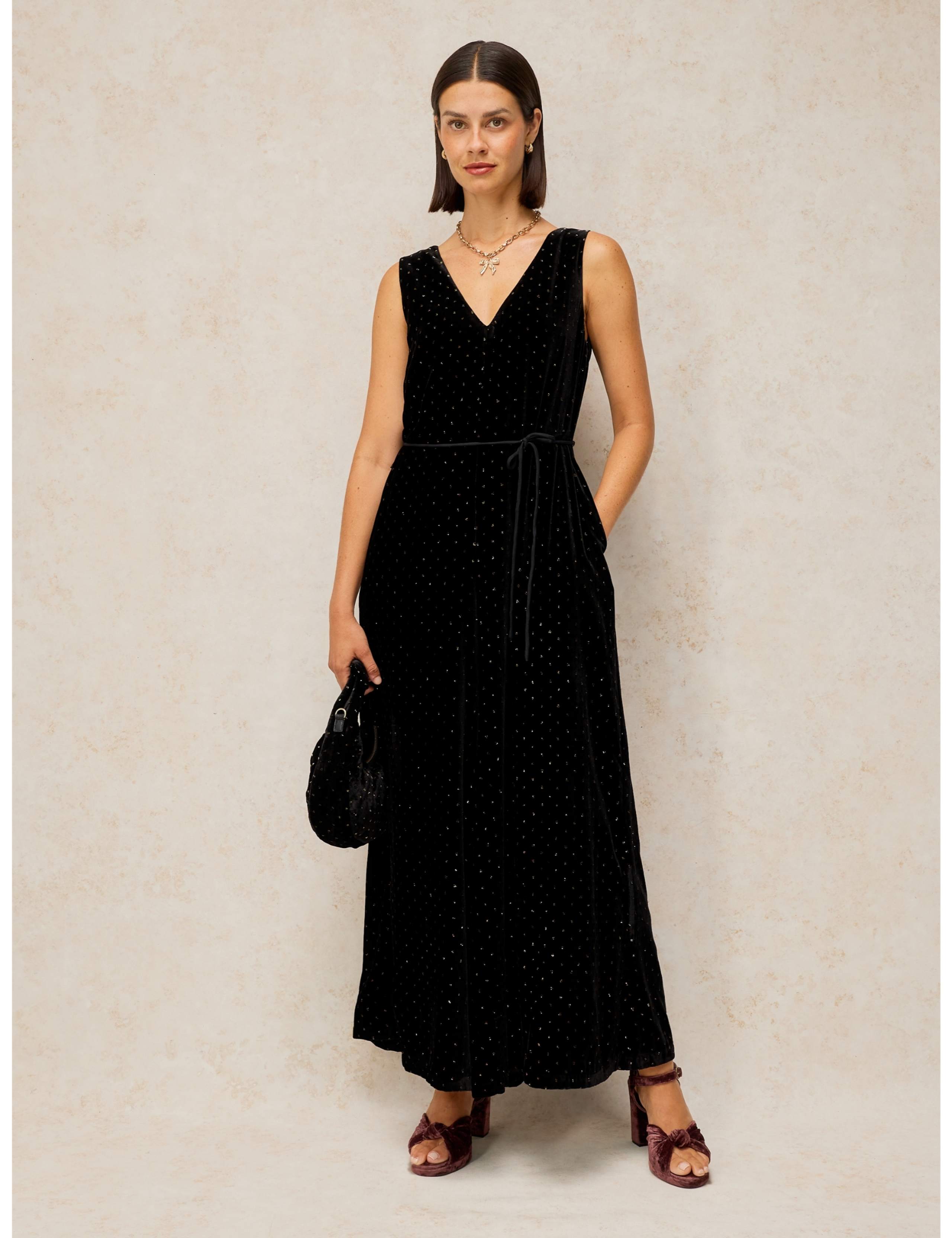 Poppy Velvet Short Sleeve Jumpsuit 1 of 6