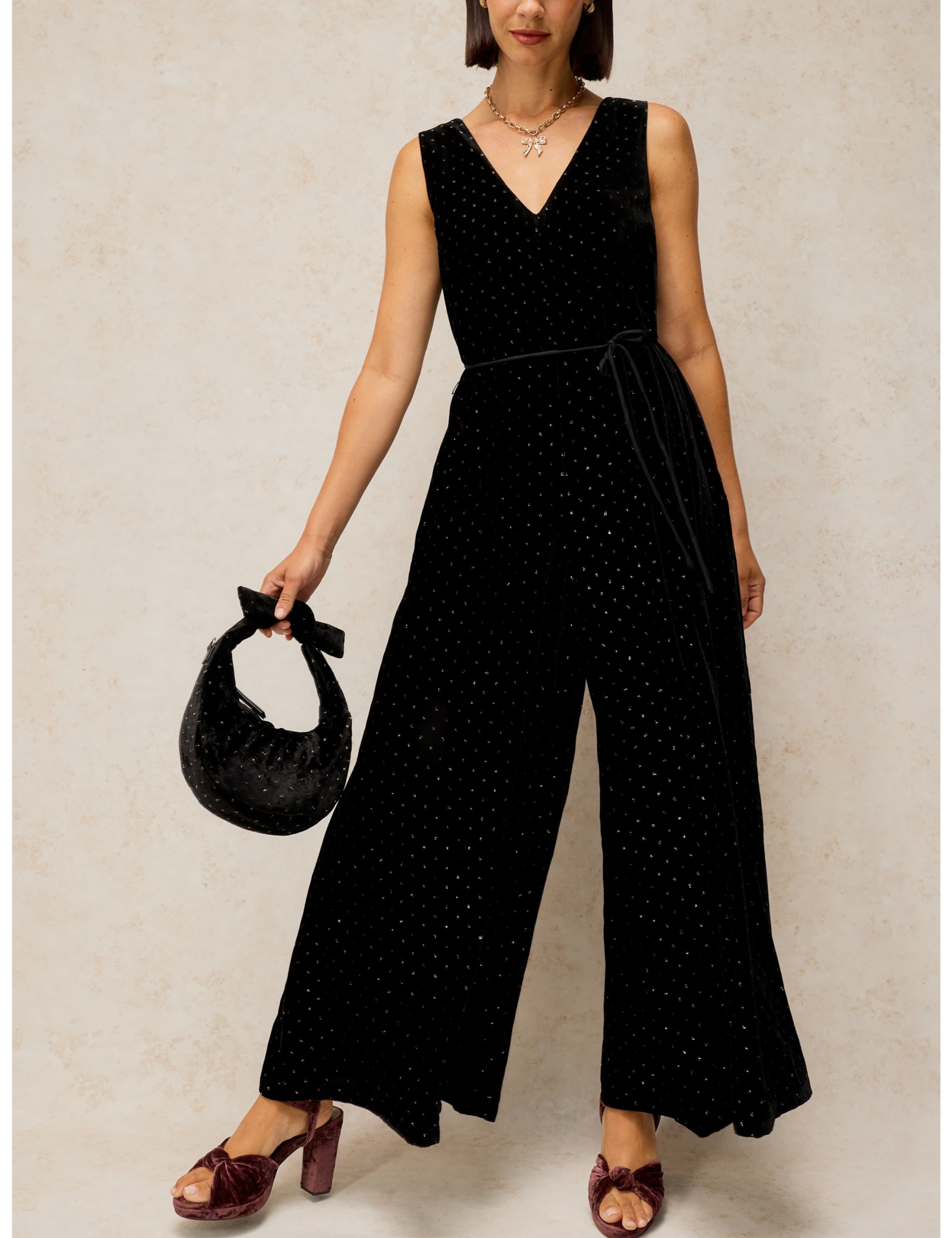 Poppy Velvet Short Sleeve Jumpsuit 4 of 6