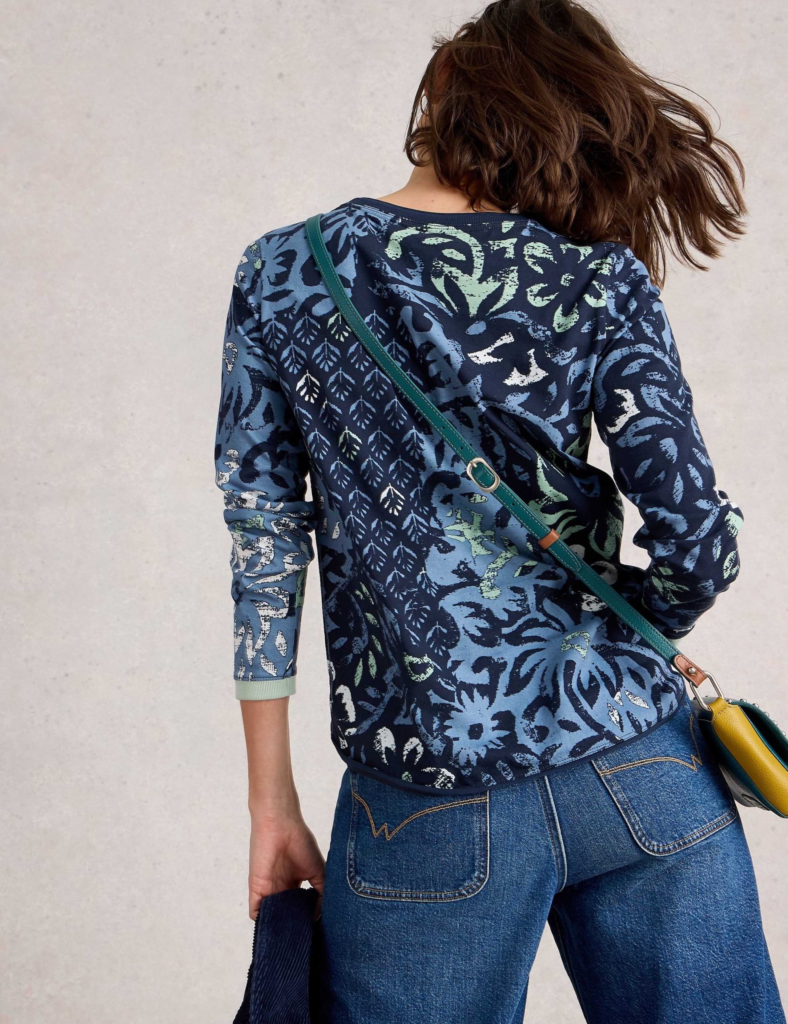 Pure Cotton Striped Floral Top 4 of 7