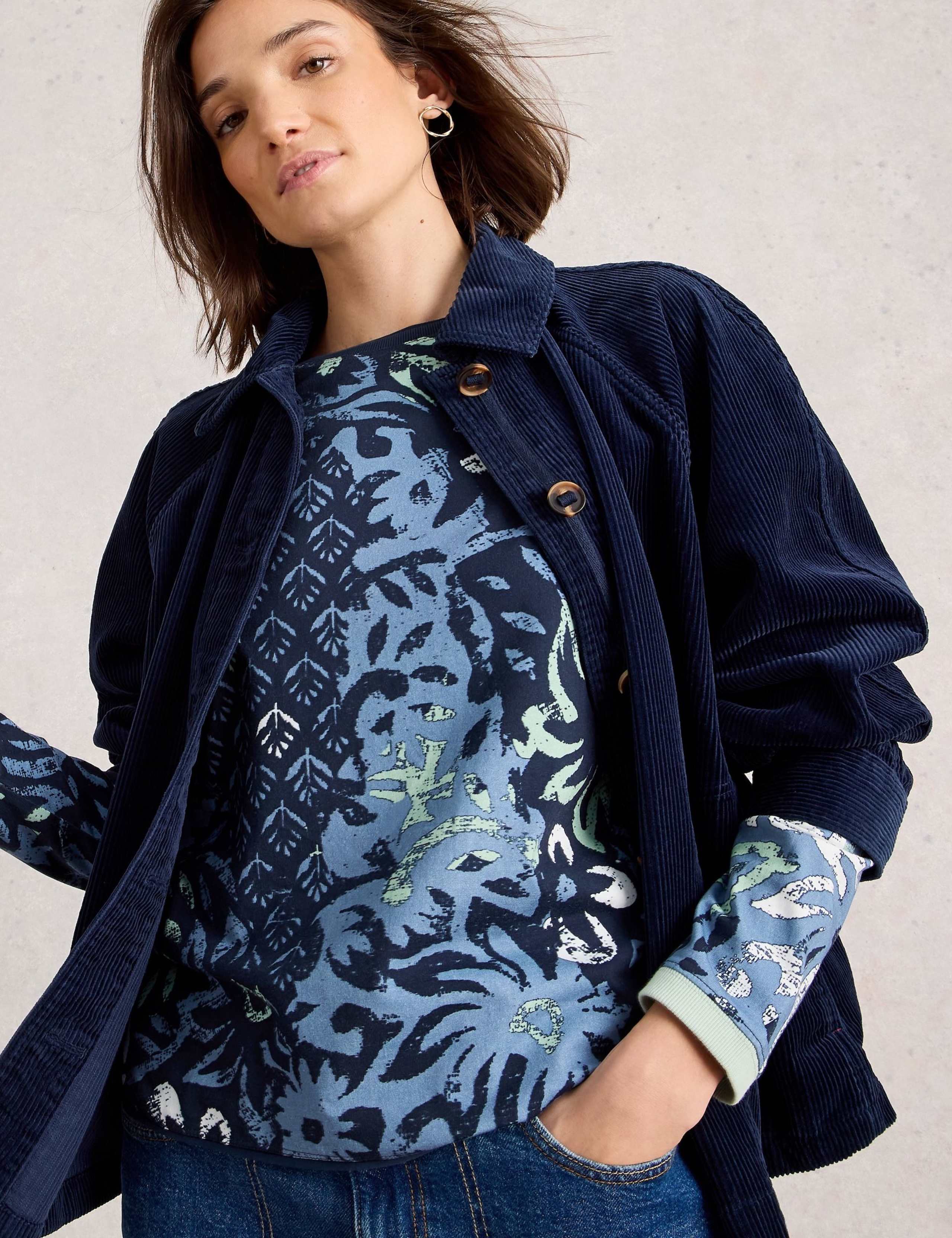 Pure Cotton Striped Floral Top 5 of 7