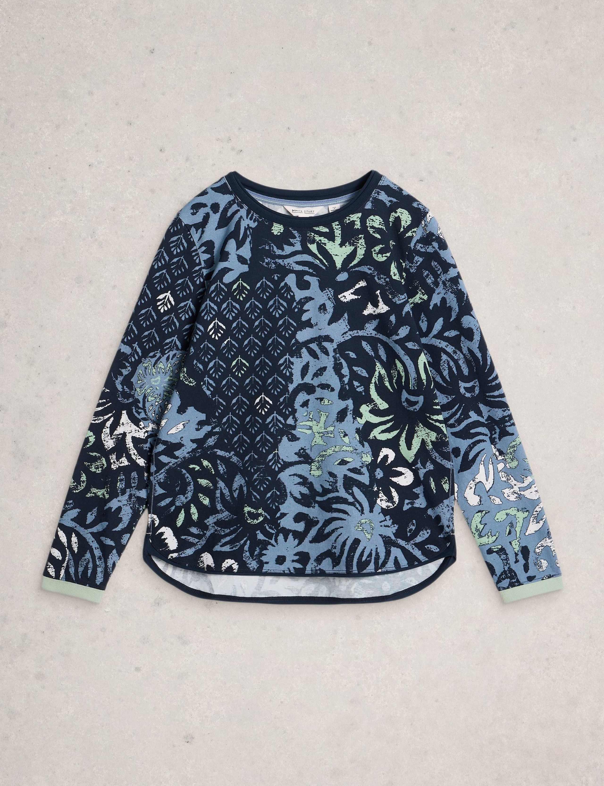 Pure Cotton Striped Floral Top 2 of 7