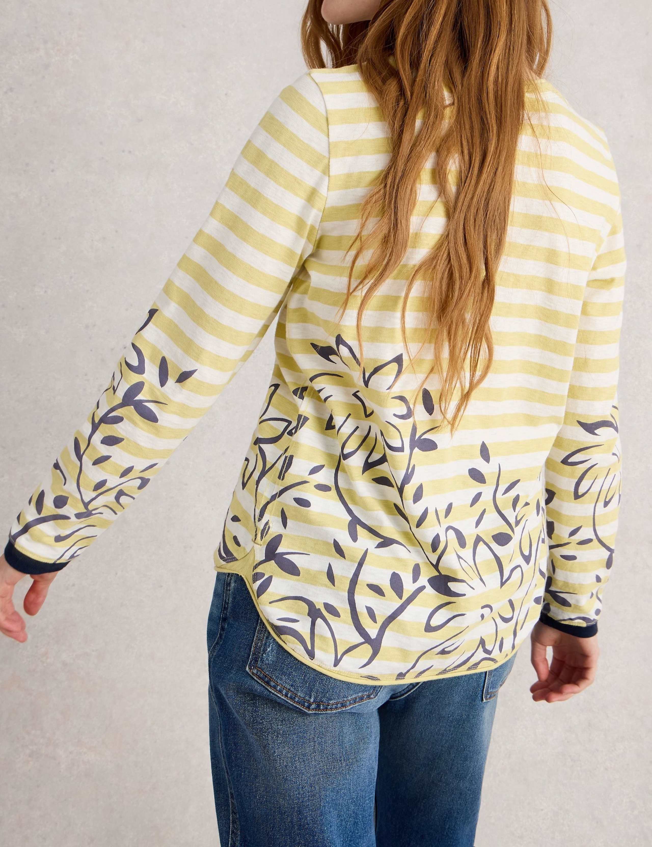 Pure Cotton Striped Floral Top 4 of 6