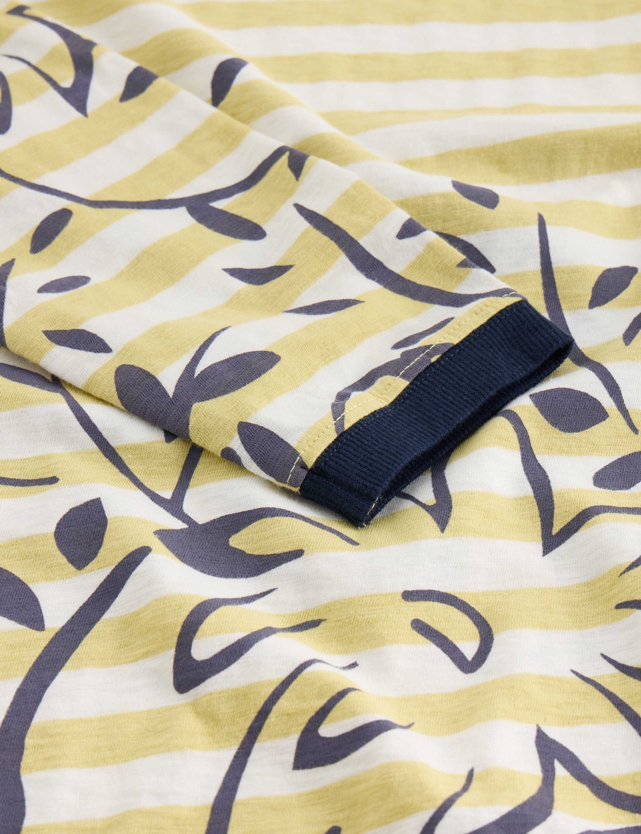 Pure Cotton Striped Floral Top 5 of 6