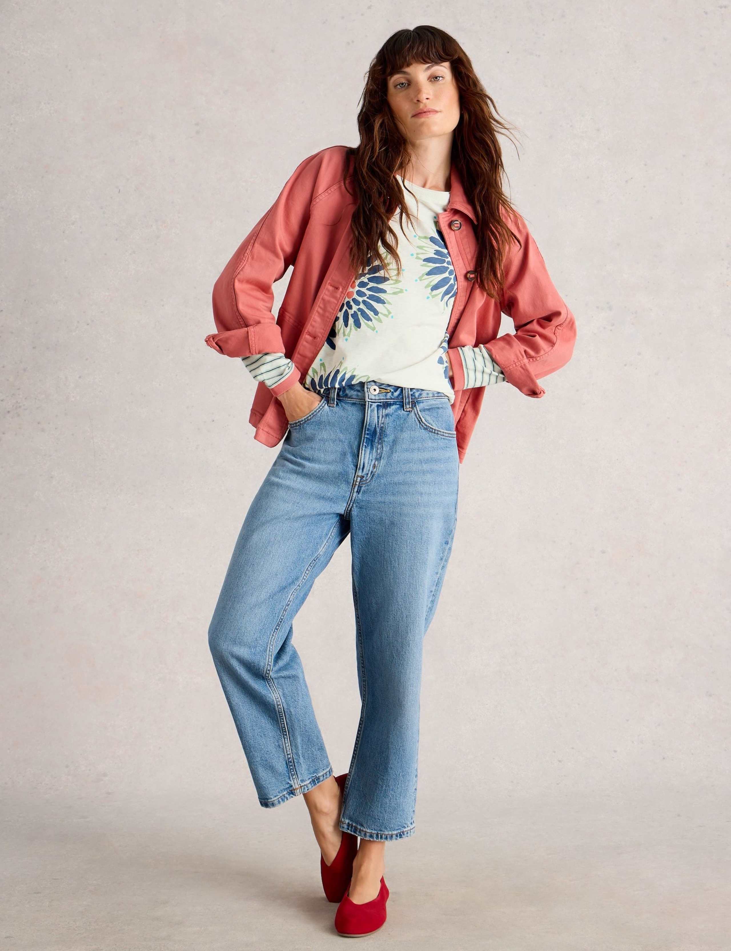 Pure Cotton Striped Floral Top 3 of 6