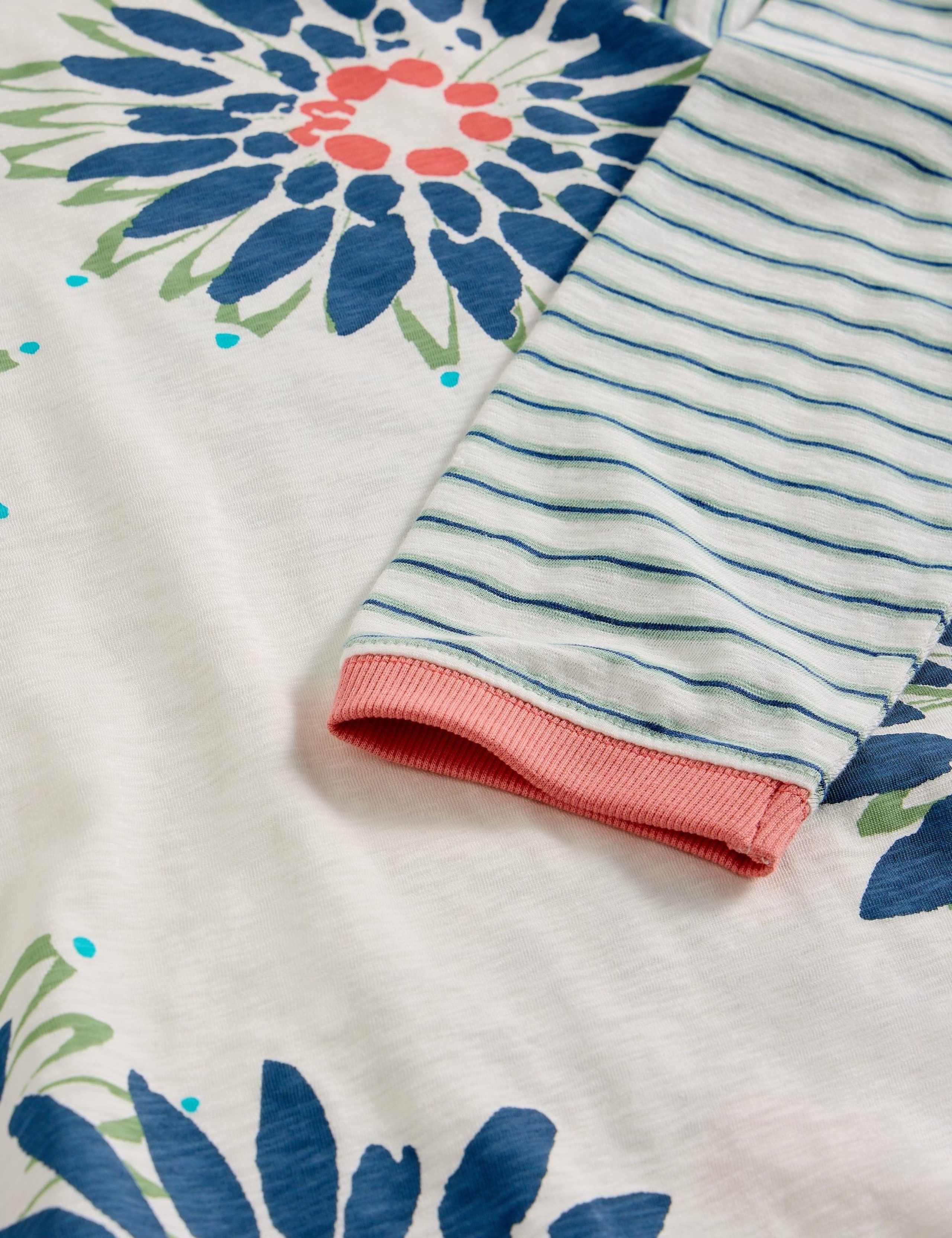 Pure Cotton Striped Floral Top 4 of 6