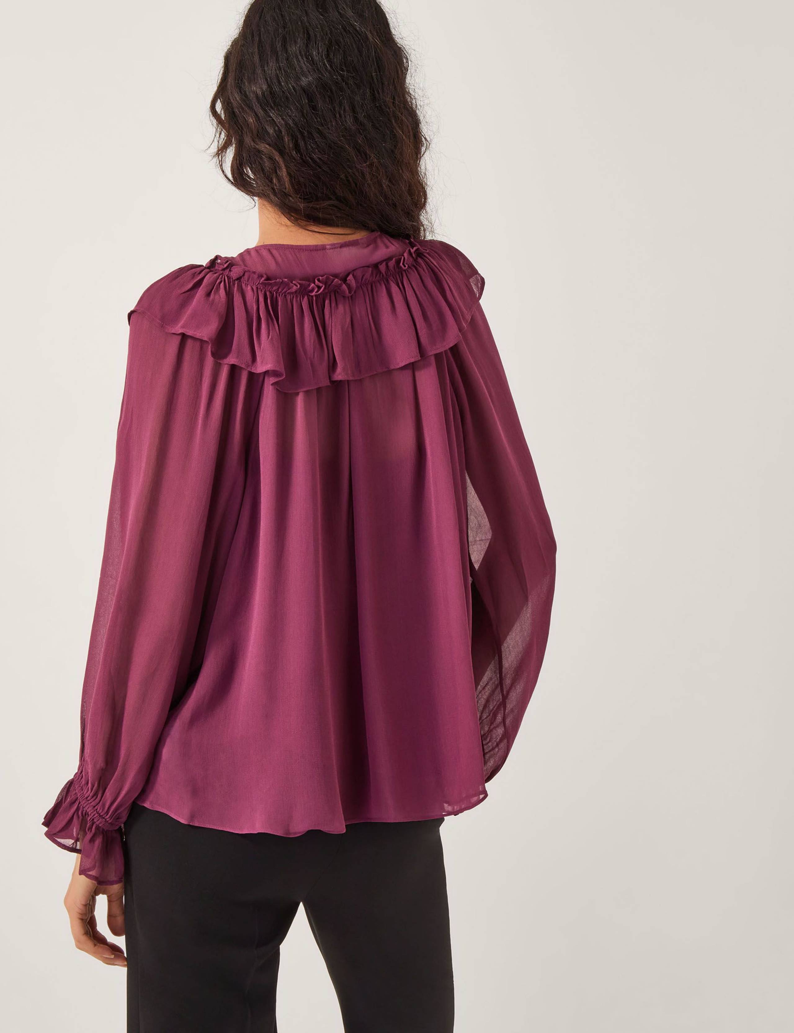 Tie Neck Frill Detail Blouson Sleeve Blouse 6 of 6