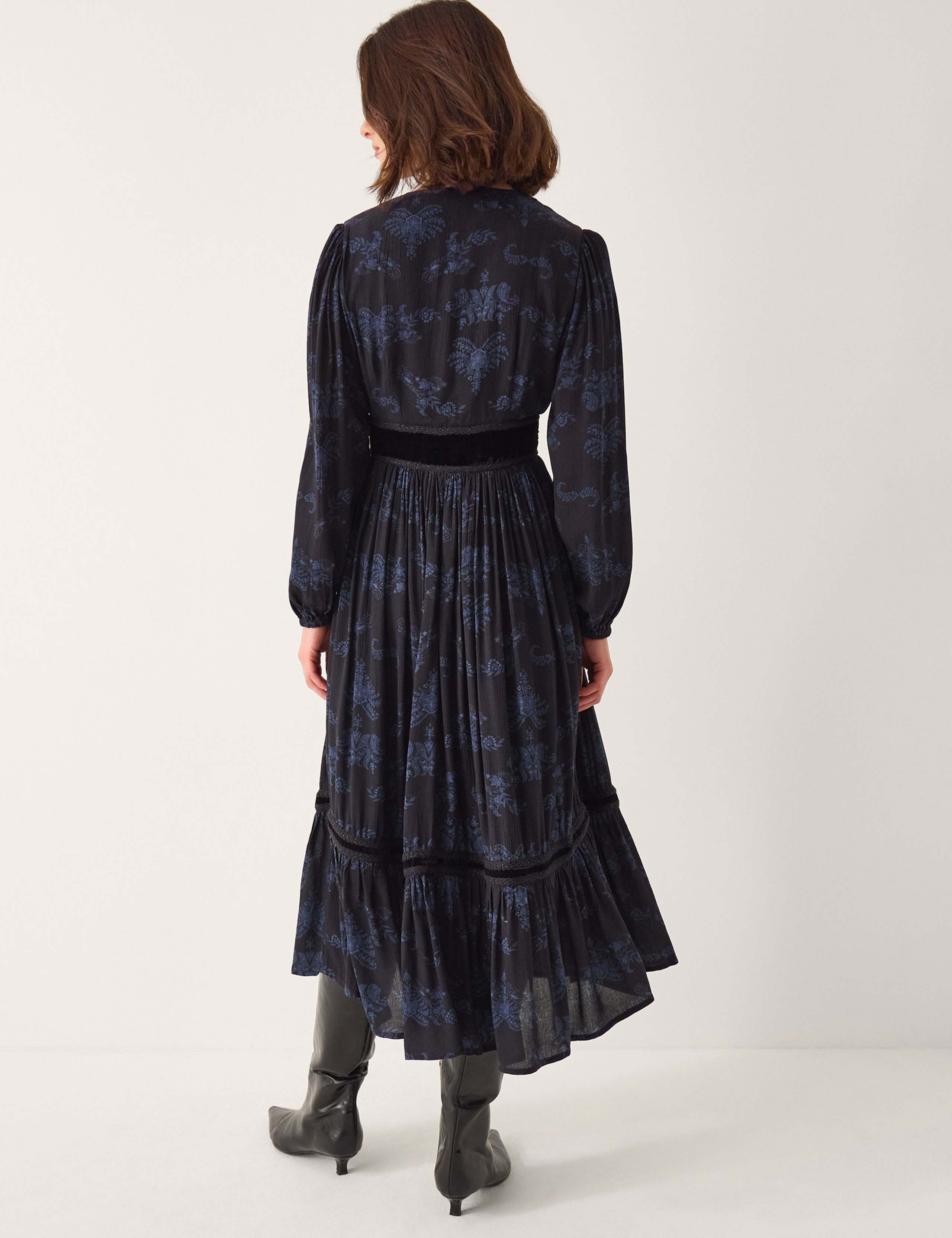 Printed V-Neck Midi Tiered Dress 3 of 4