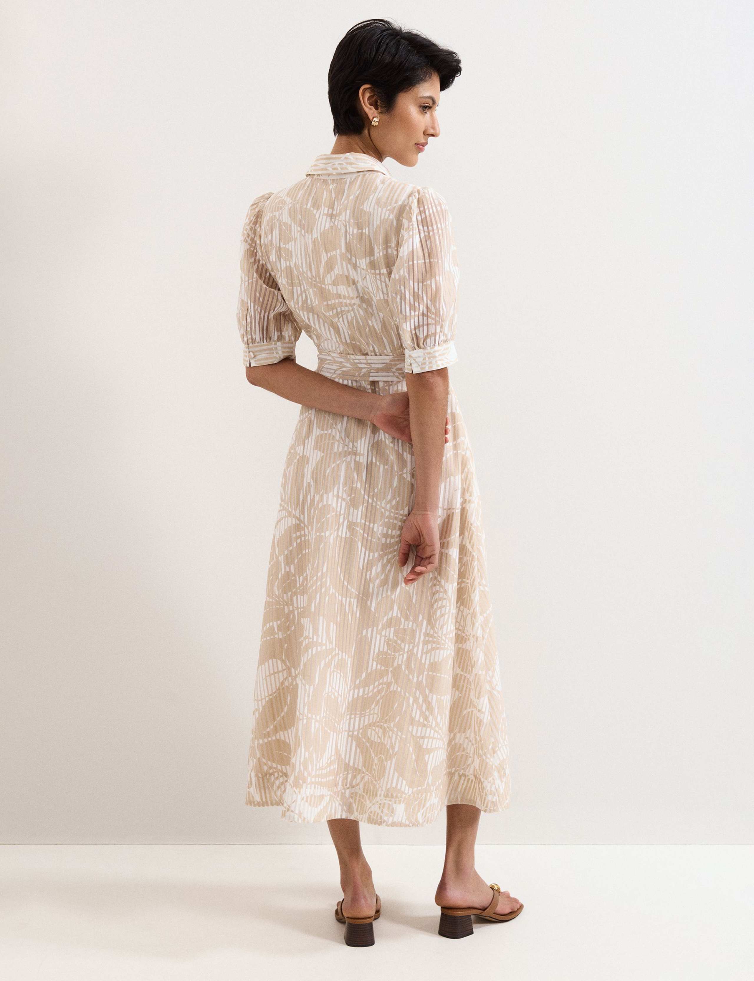 Printed Belted Midi Shirt Dress 3 of 8