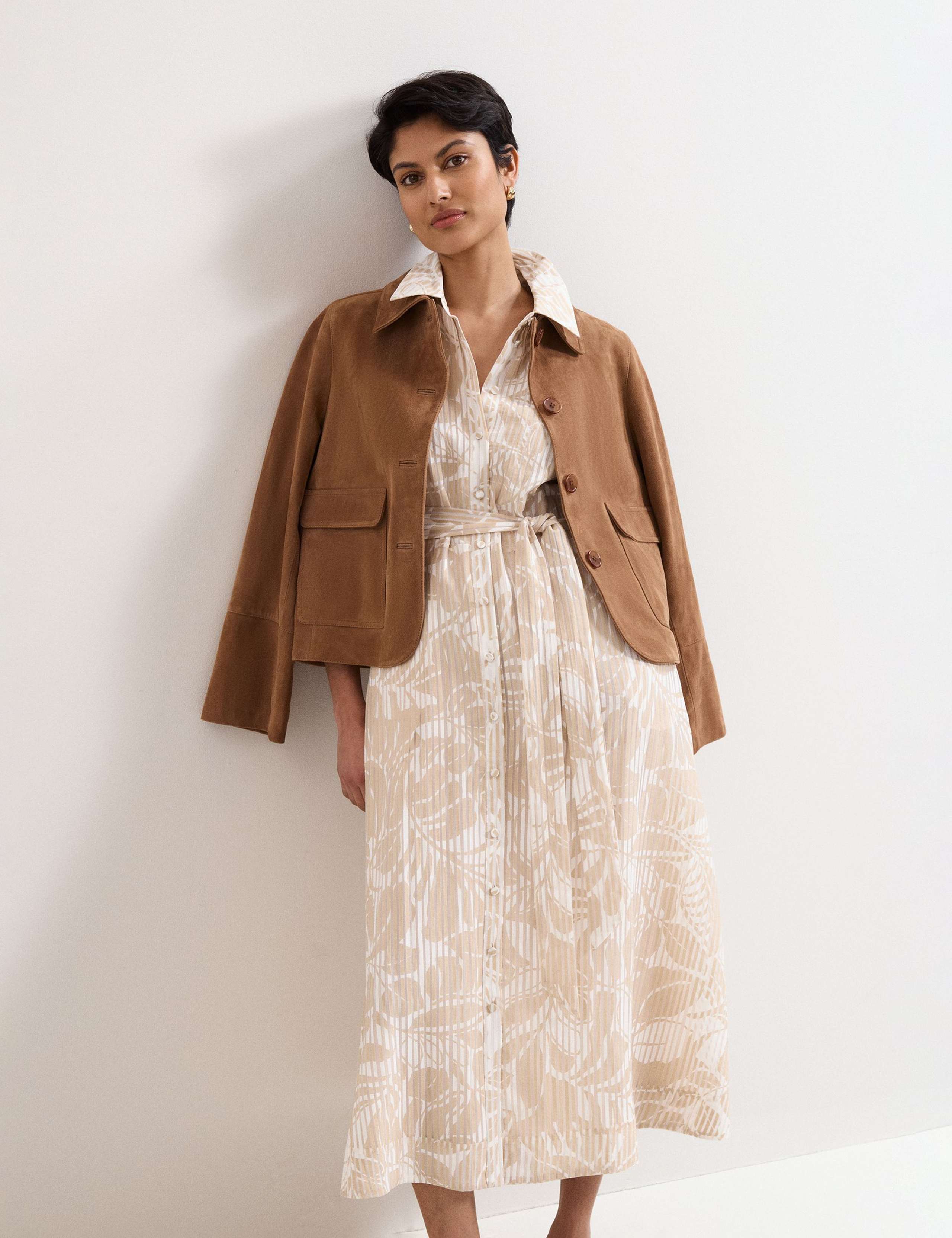 Printed Belted Midi Shirt Dress 5 of 8