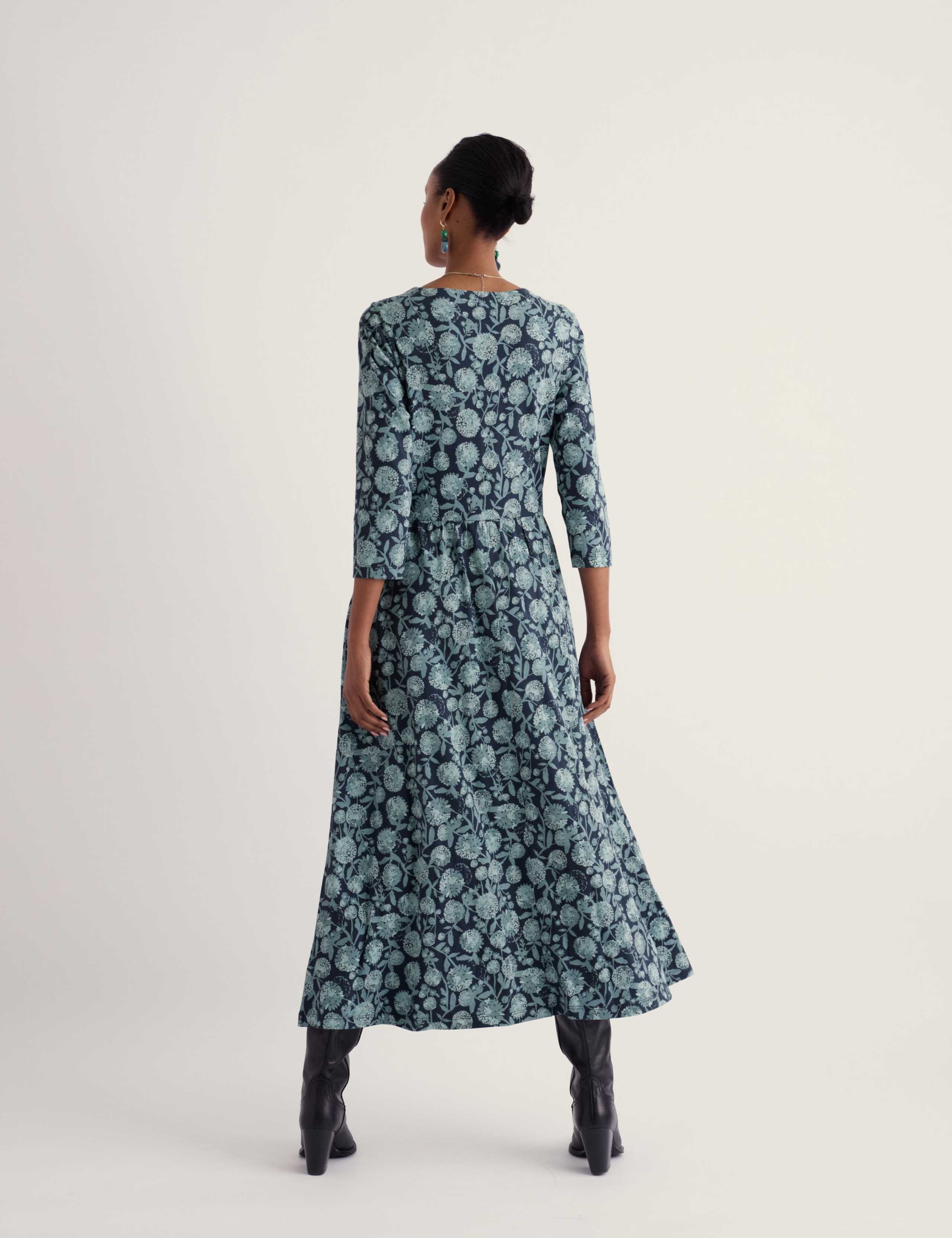 Cotton Rich Floral Midaxi Waisted Dress 4 of 5