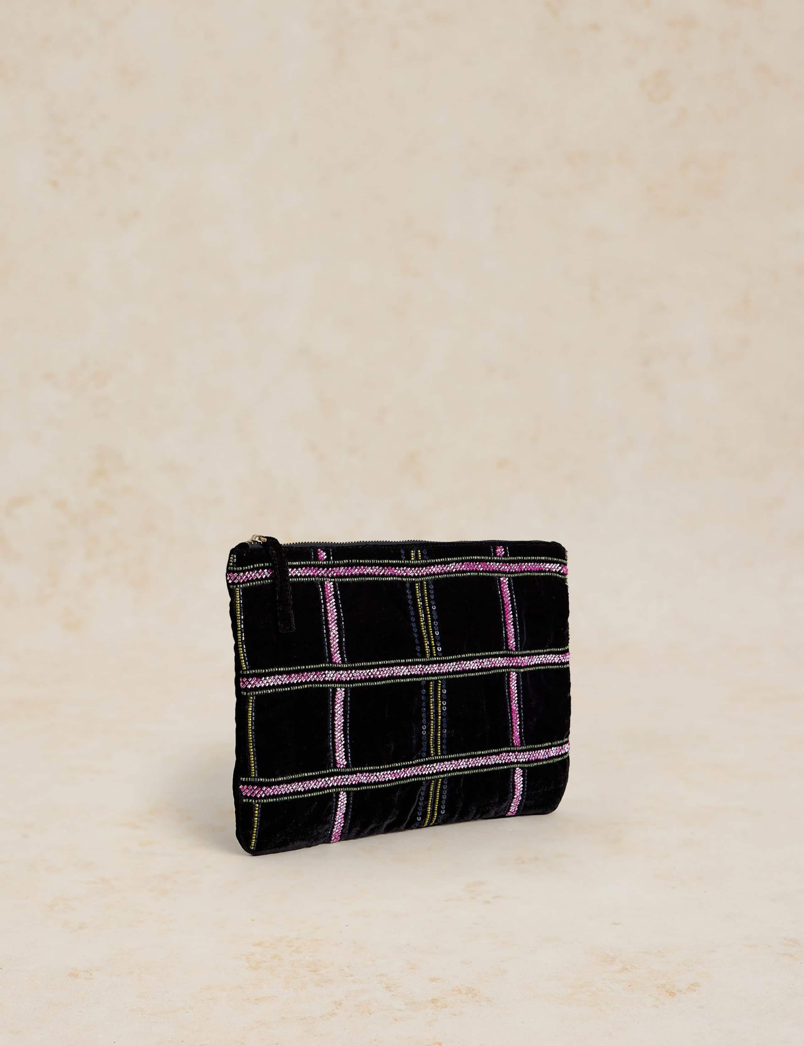 Pure Cotton Checked Beaded Coin Purse 2 of 4
