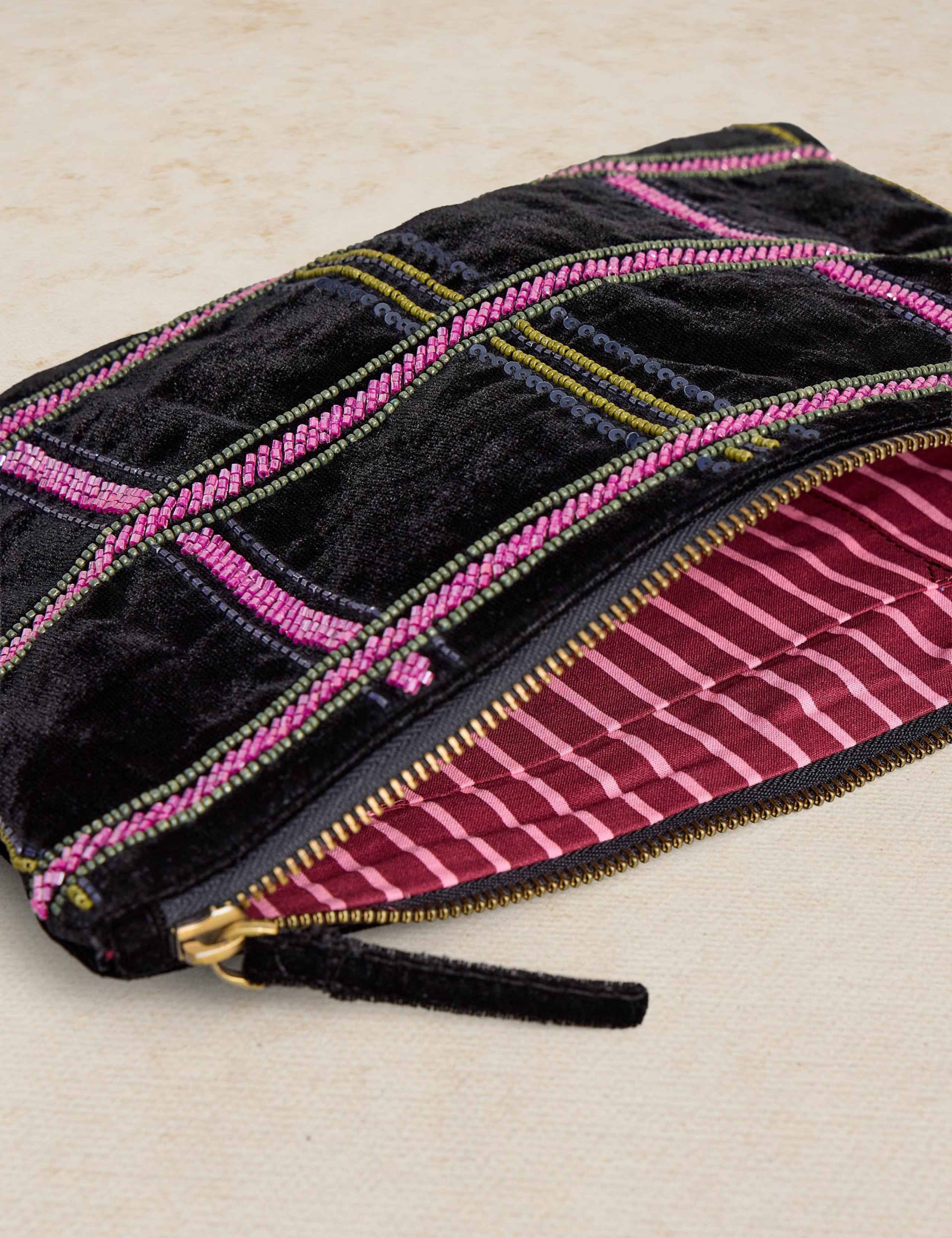 Pure Cotton Checked Beaded Coin Purse 4 of 4