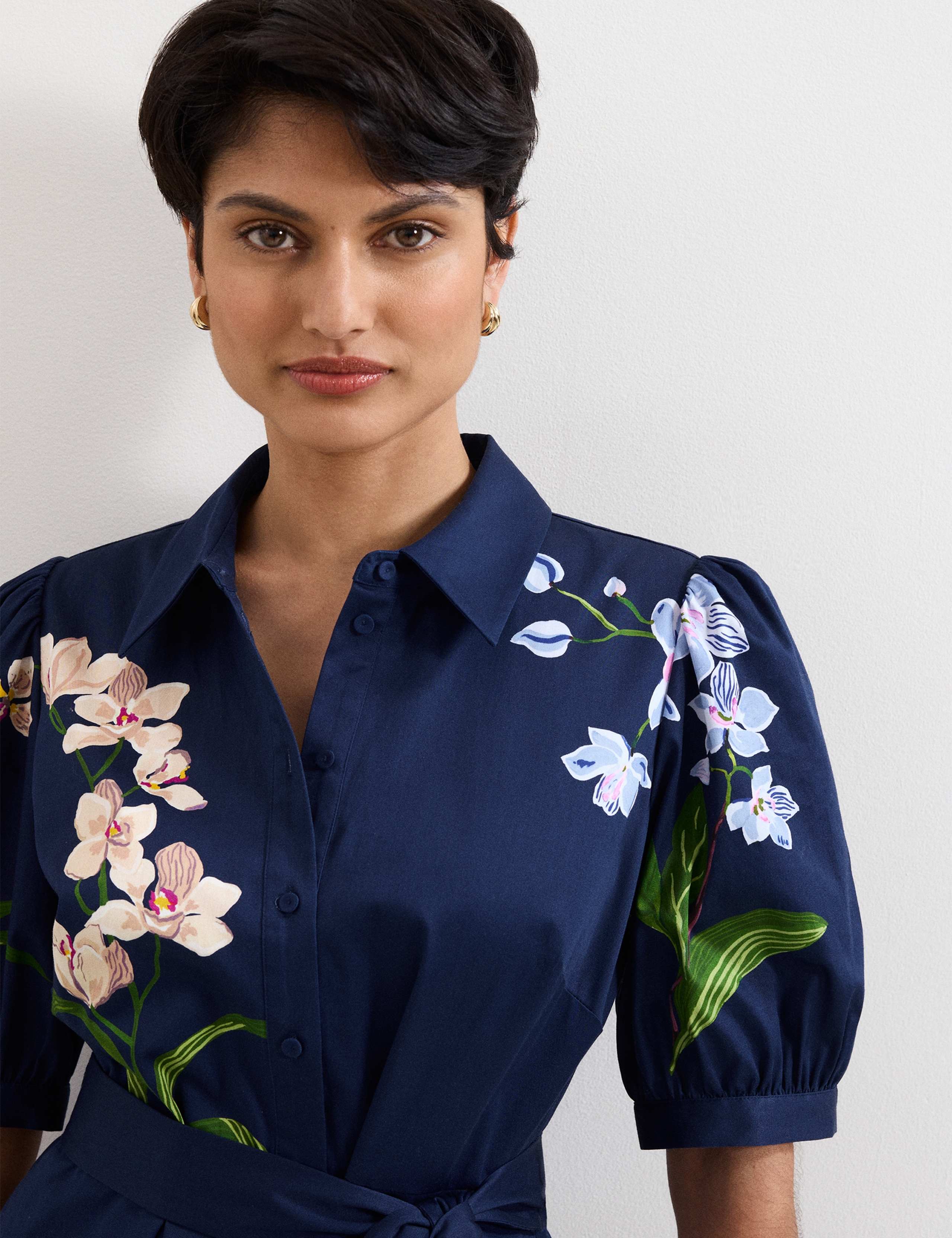 Cotton Rich Floral Midi Shirt Dress 6 of 7