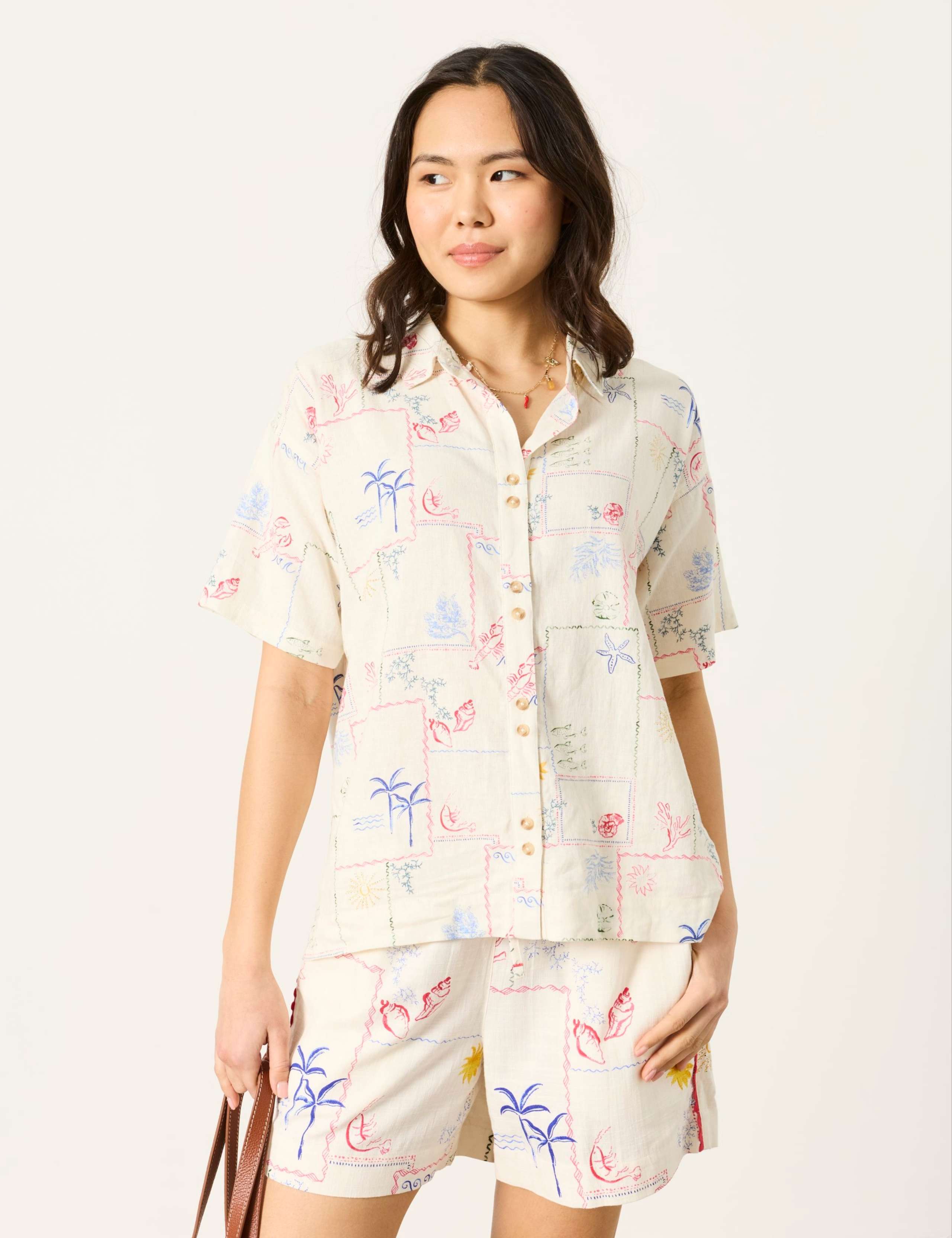 Linen Rich Postcard Print Collared Shirt 5 of 6